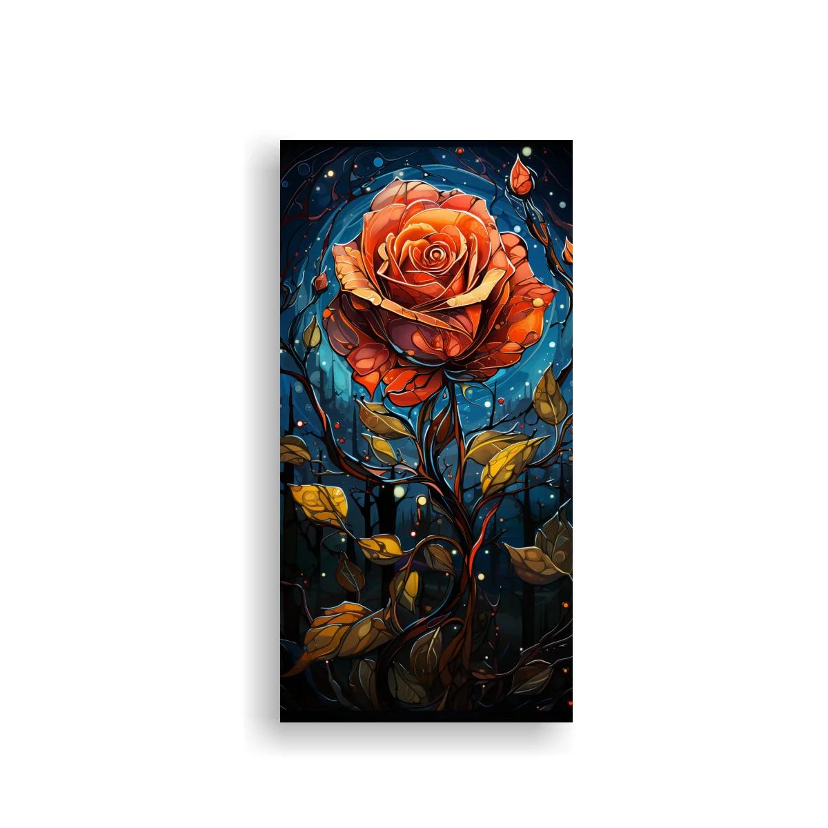 Cuadro rosa naranja con tallos enredados