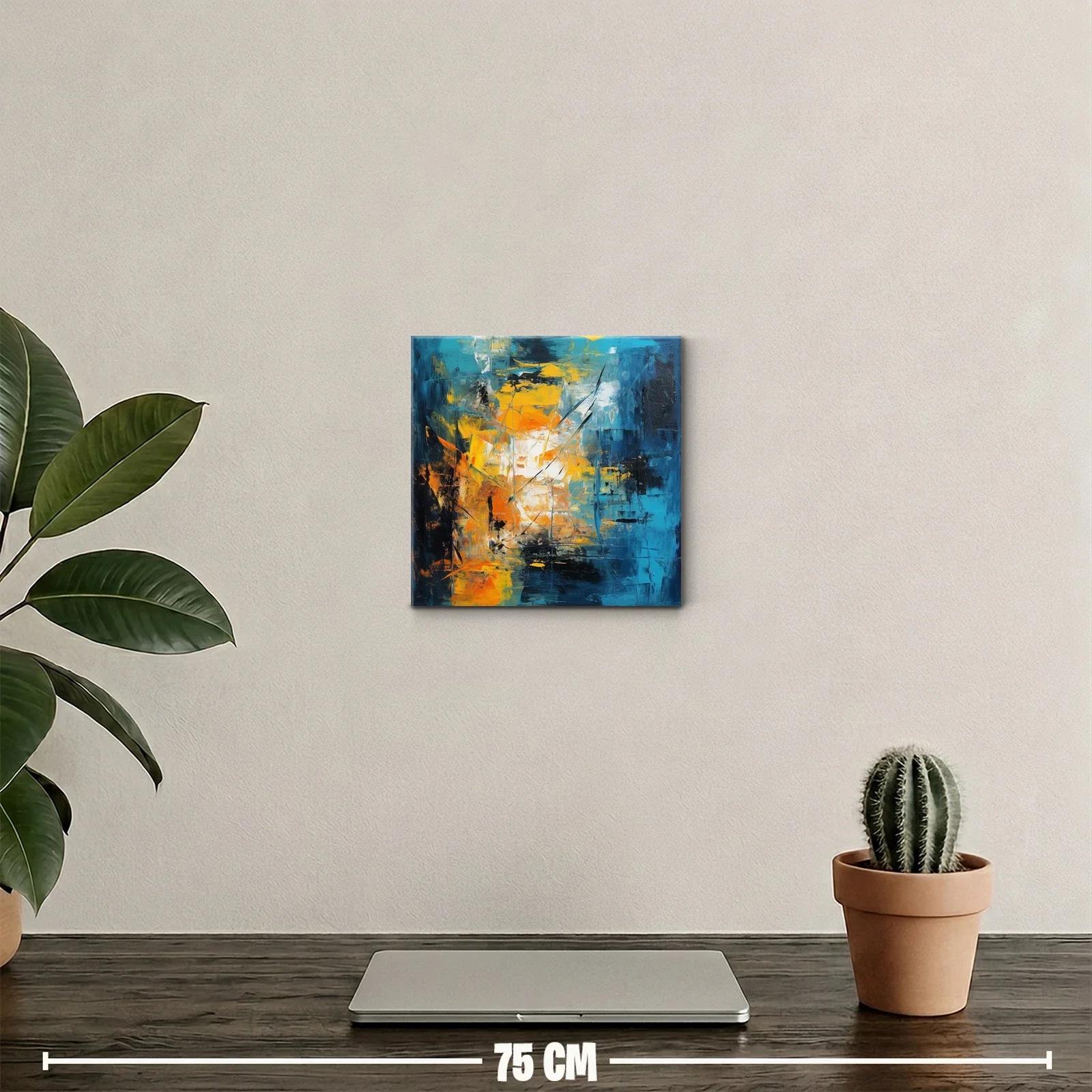 Cuadro abstracto con vibrantes tonos azul y amarillo — miniatura 2