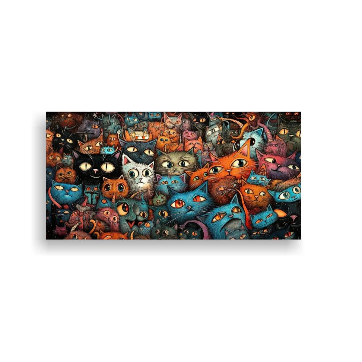 Cuadro multitud de gatos superpuestos