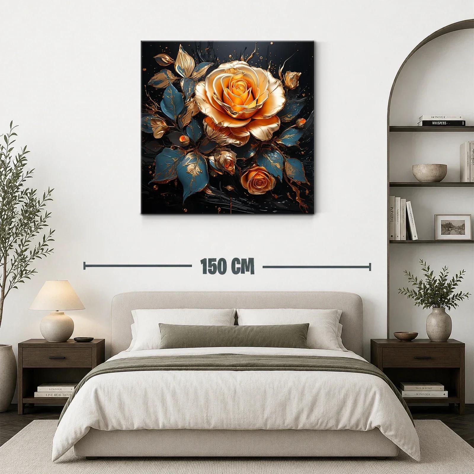 Rosas doradas y azul oscuro en composición elegante y vibrante — miniatura 3