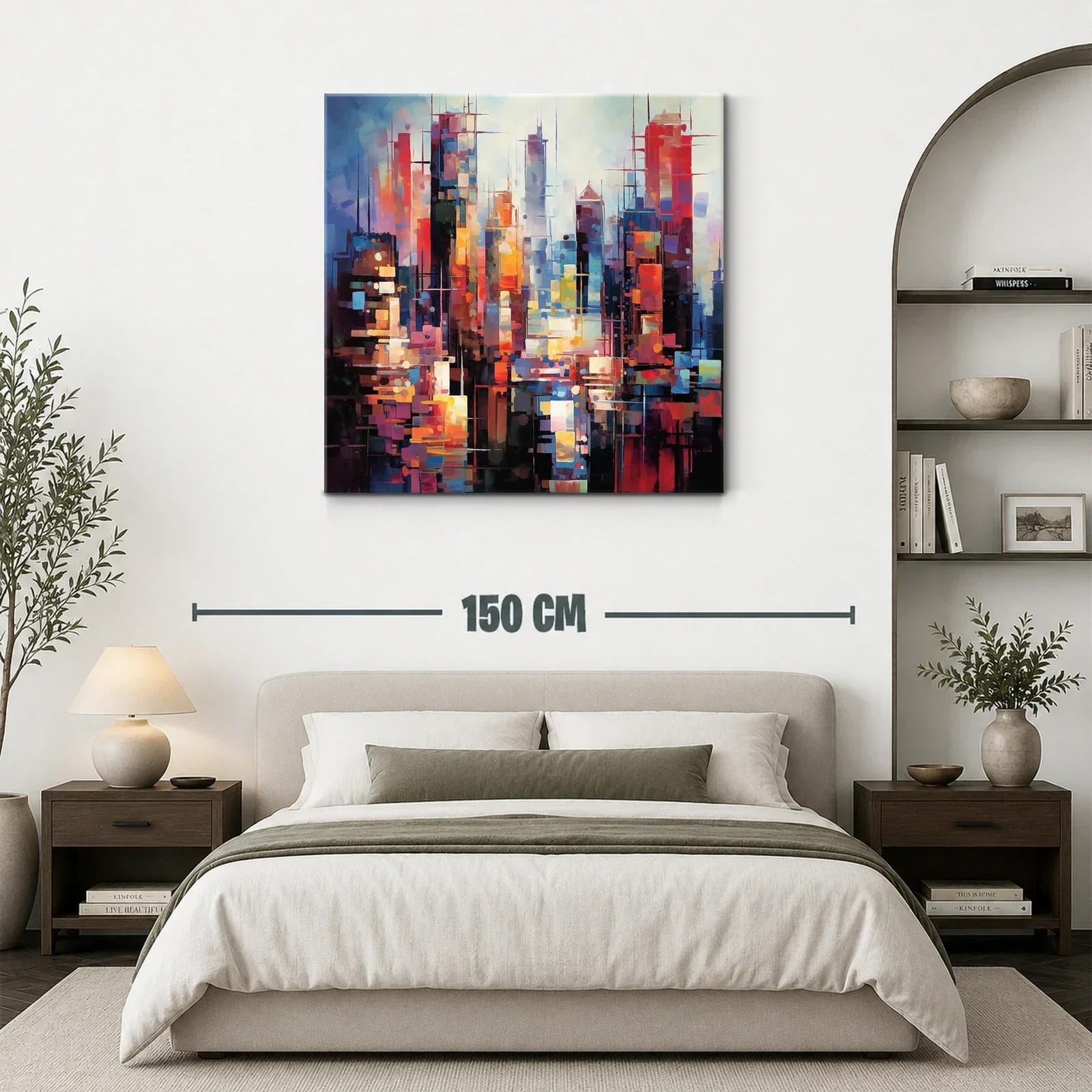 Ciudad vibrante con tonos cálidos y fríos contrastantes — miniatura 3
