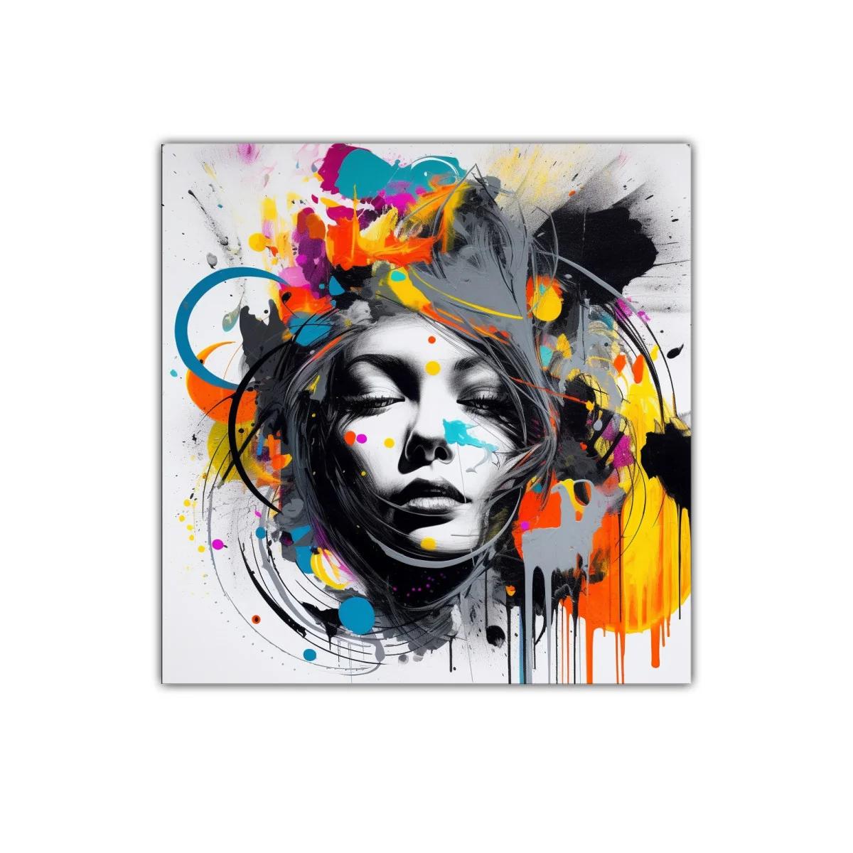 Retrato femenino vibrante con explosión de color y emociones — imagen principal