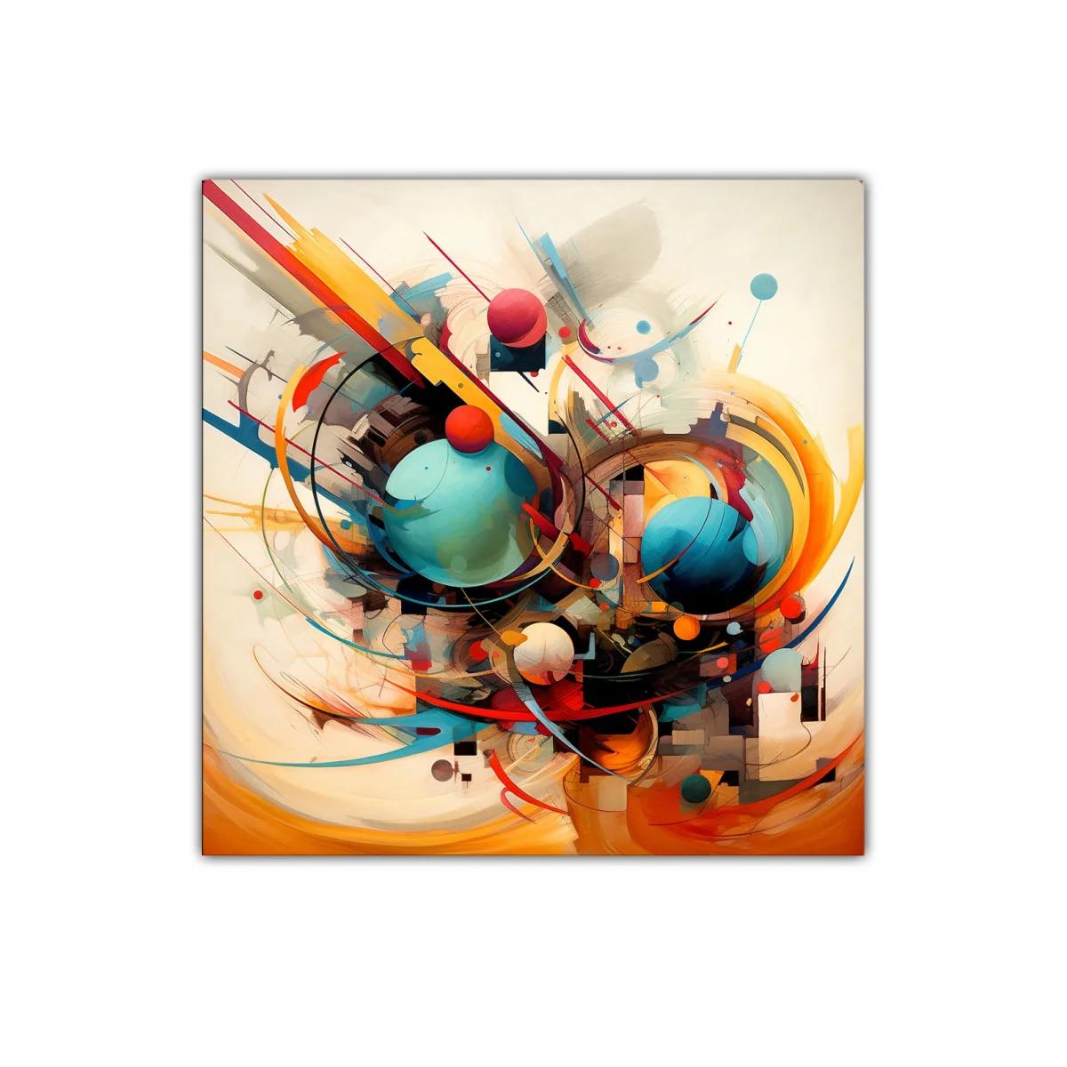 Composición dinámica con esferas y formas geométricas coloridas — imagen principal