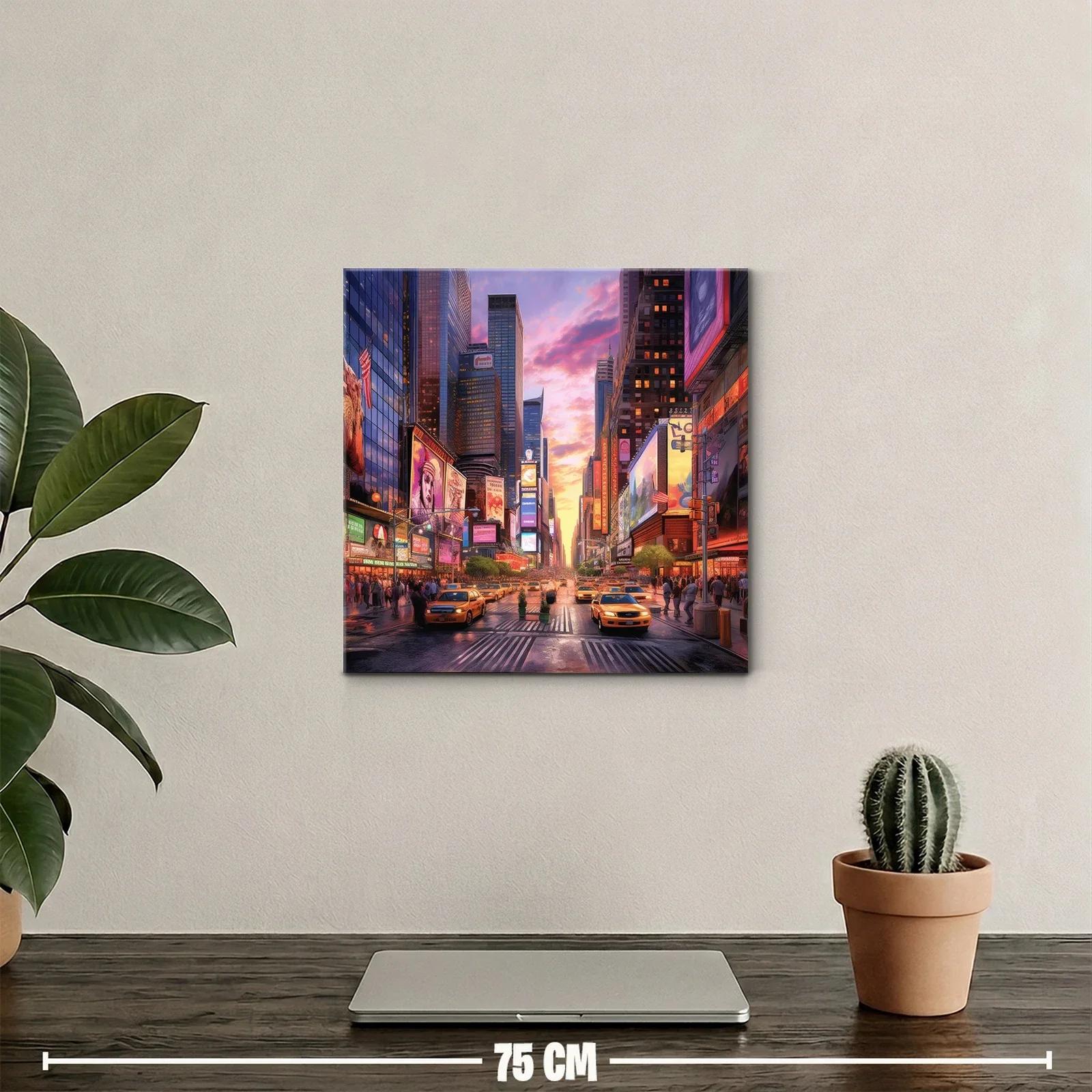 Atardecer vibrante en la ciudad con taxis amarillos — miniatura 2
