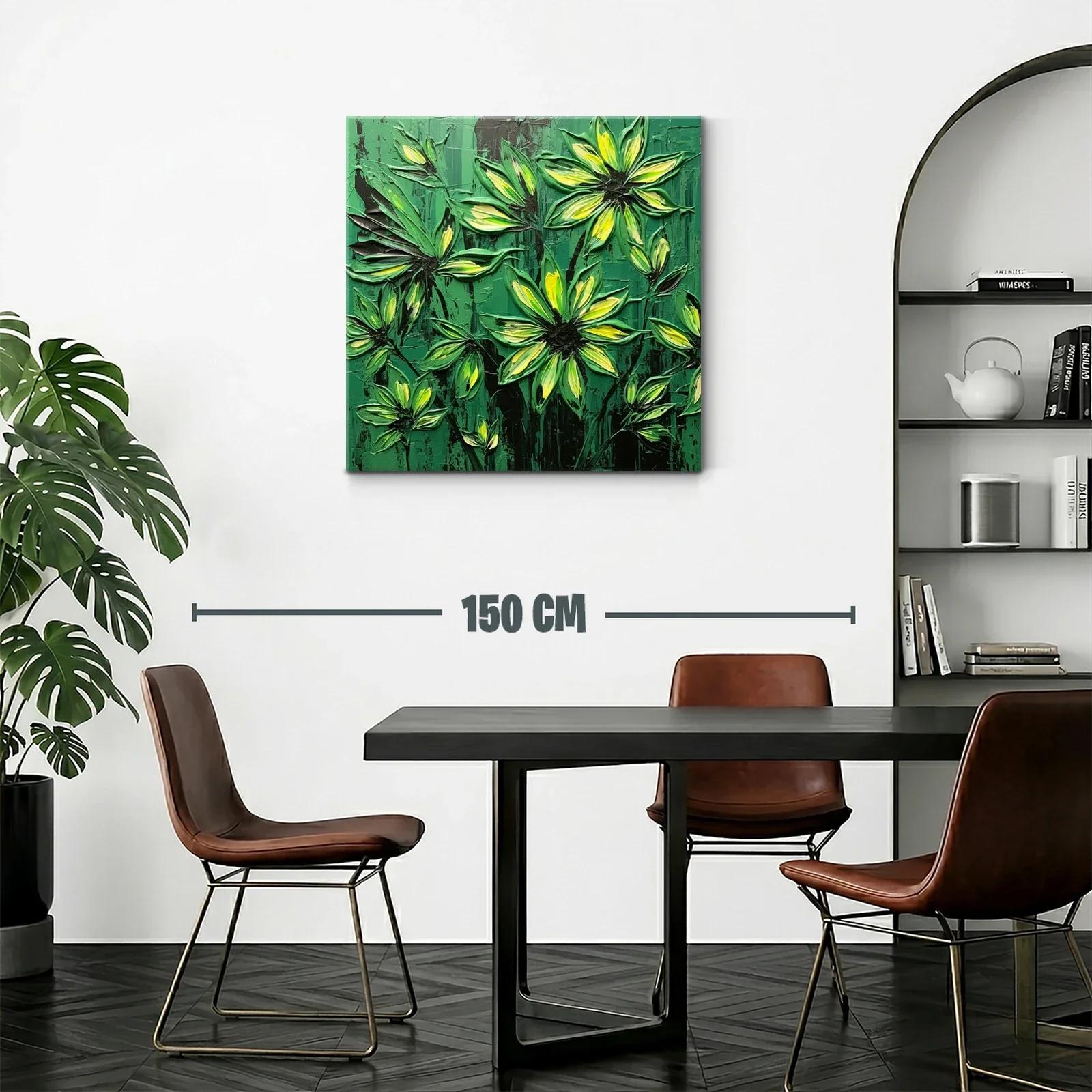 Cuadro floral con vibrantes tonos verdes y amarillos — miniatura 2