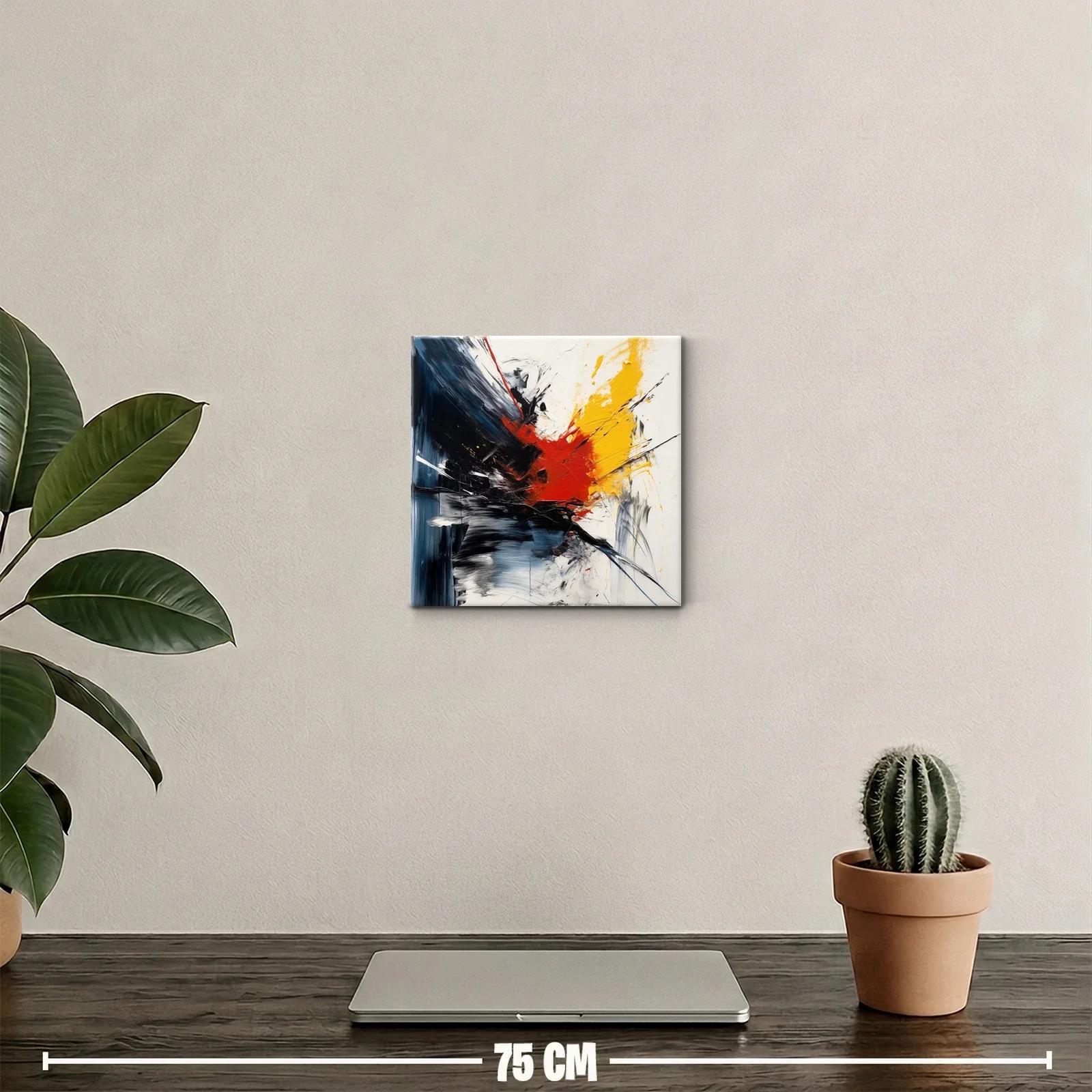 Cuadro abstracto con explosión de colores vibrantes y negros — miniatura 2