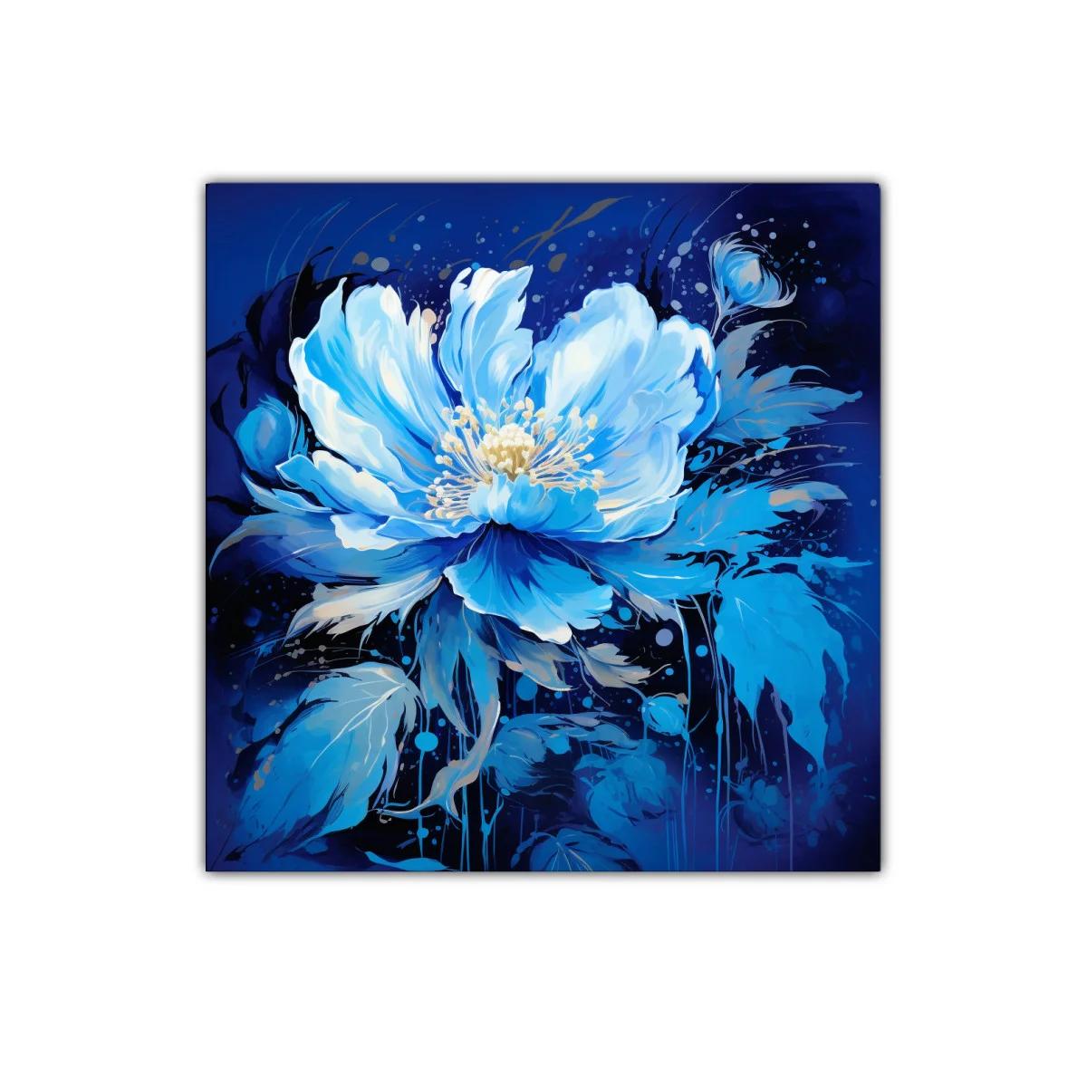 Flor azul vibrante con detalles delicados y fondo profundo — imagen principal