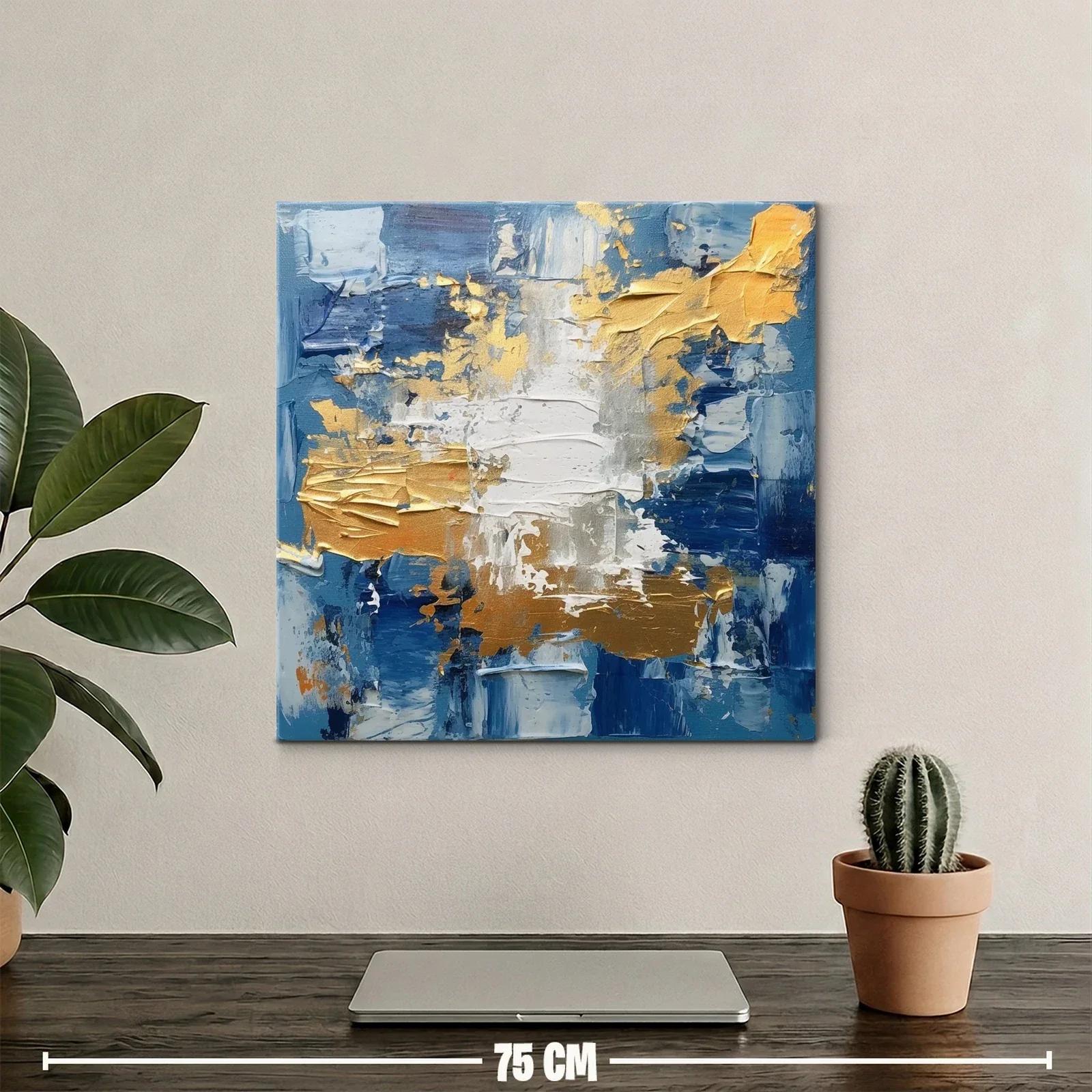 Composición abstracta en azul y dorado con texturas — miniatura 2