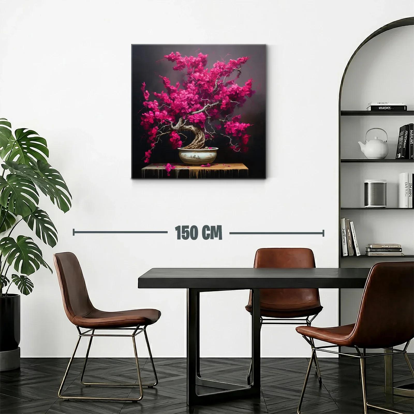 Bonsái con flores vibrantes en tonos fucsia y fondo oscuro — miniatura 2