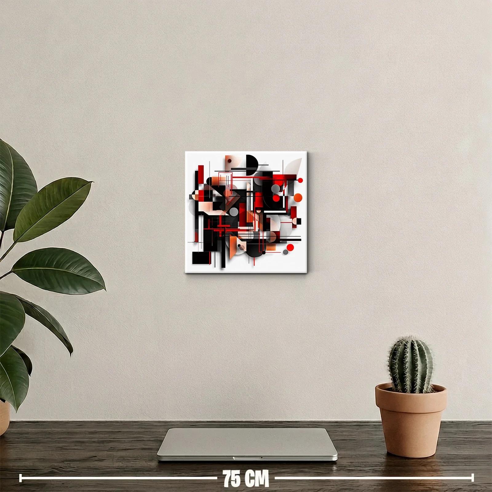 Composición geométrica abstracta en tonos rojo y negro — miniatura 2