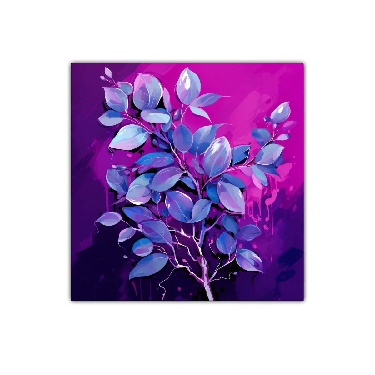Elegante composición floral en tonos violetas y azules