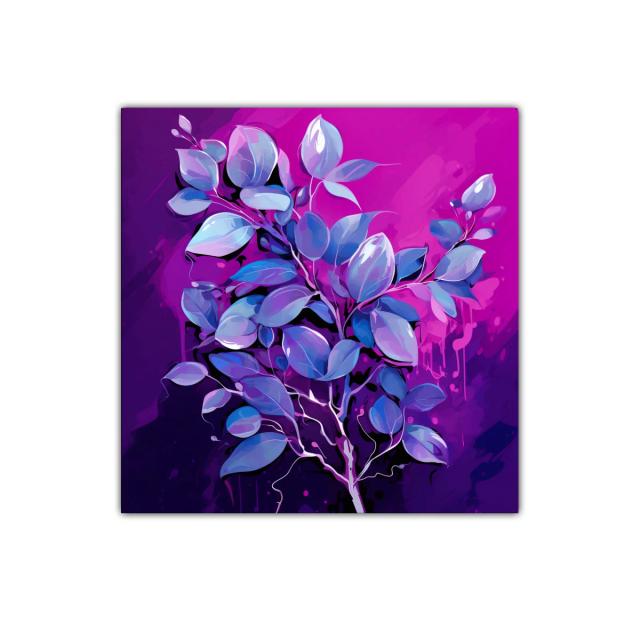 Elegante composición floral en tonos violetas y azules