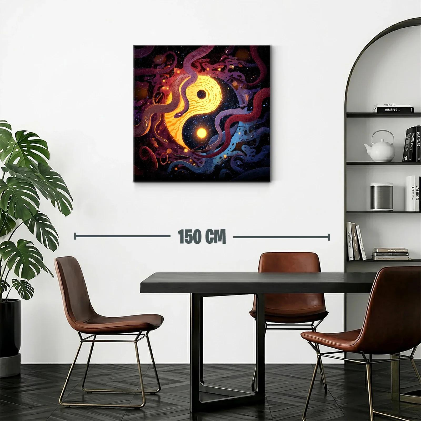 Yin Yang cósmico entre serpientes en galaxia vibrante — miniatura 2
