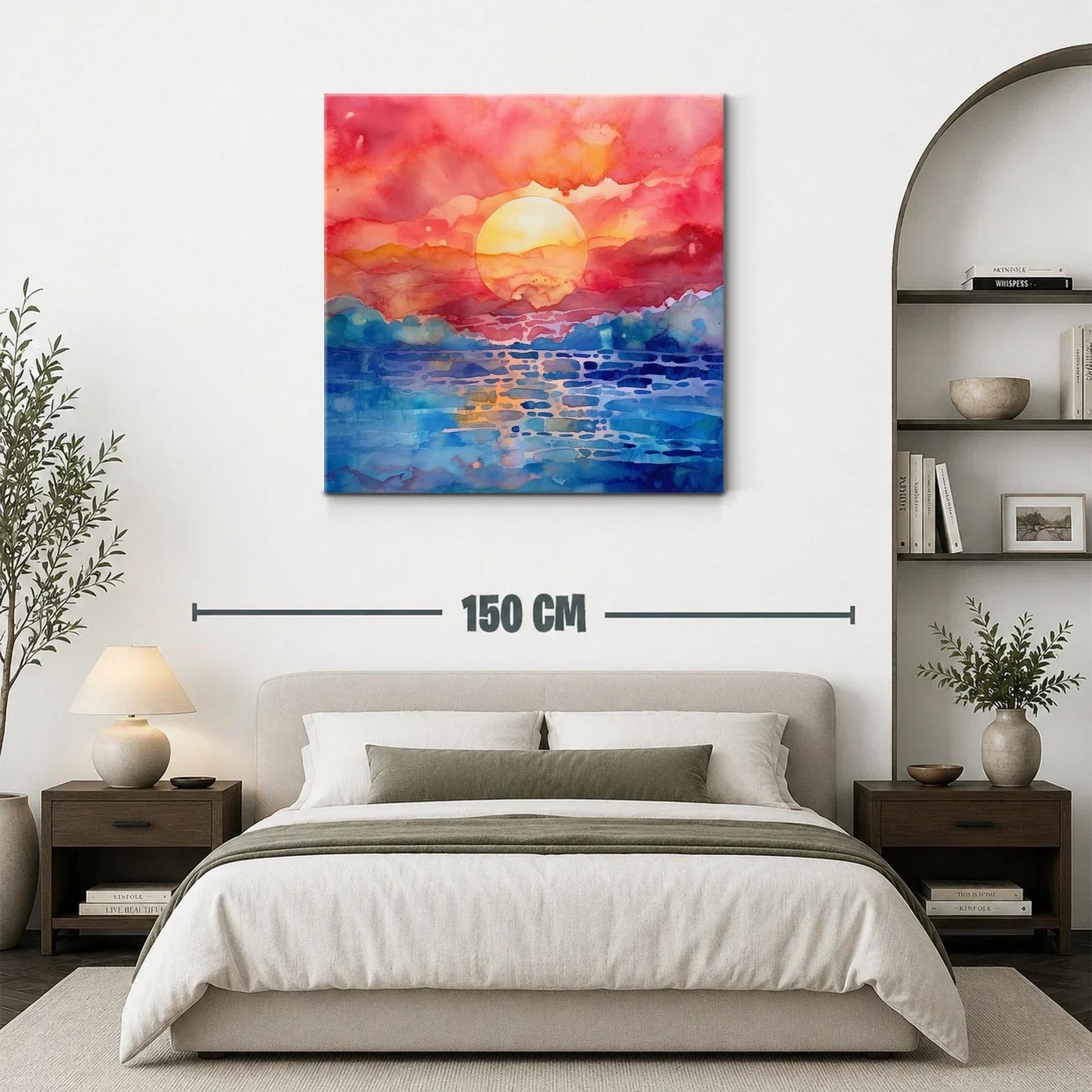 Atardecer vibrante con cielo anaranjado y mar azul — miniatura 3