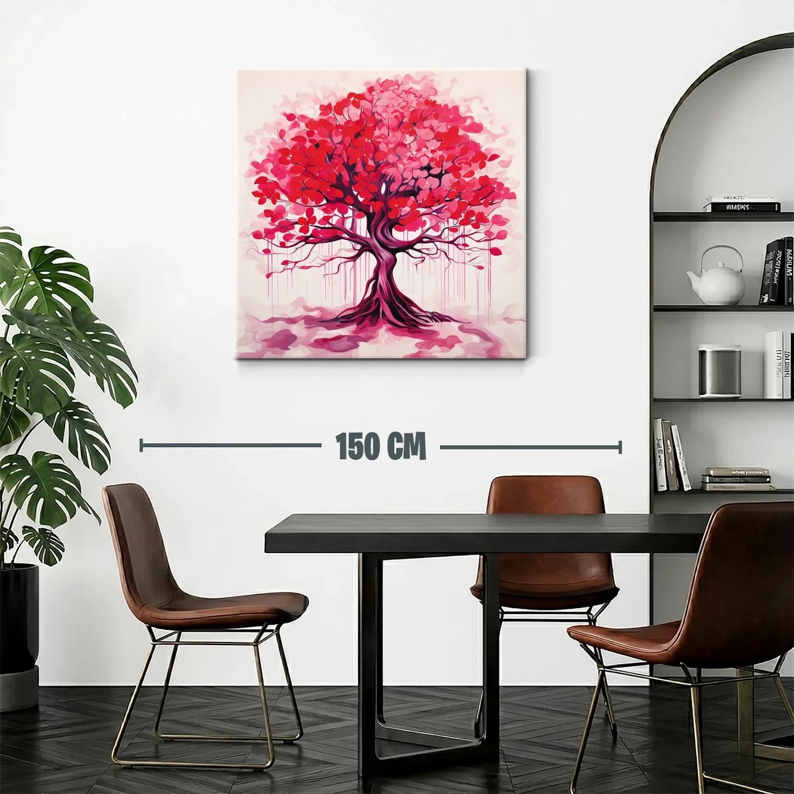 Cuadro moderno árbol con follaje en tonos rojos y rosa — miniatura 2