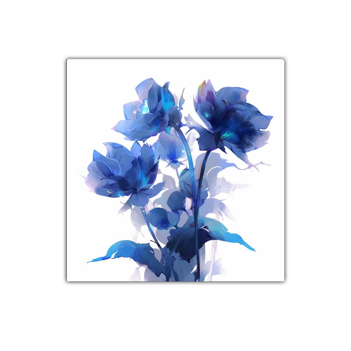 Cuadro decorativo flores azul intenso para interiores modernos — imagen principal