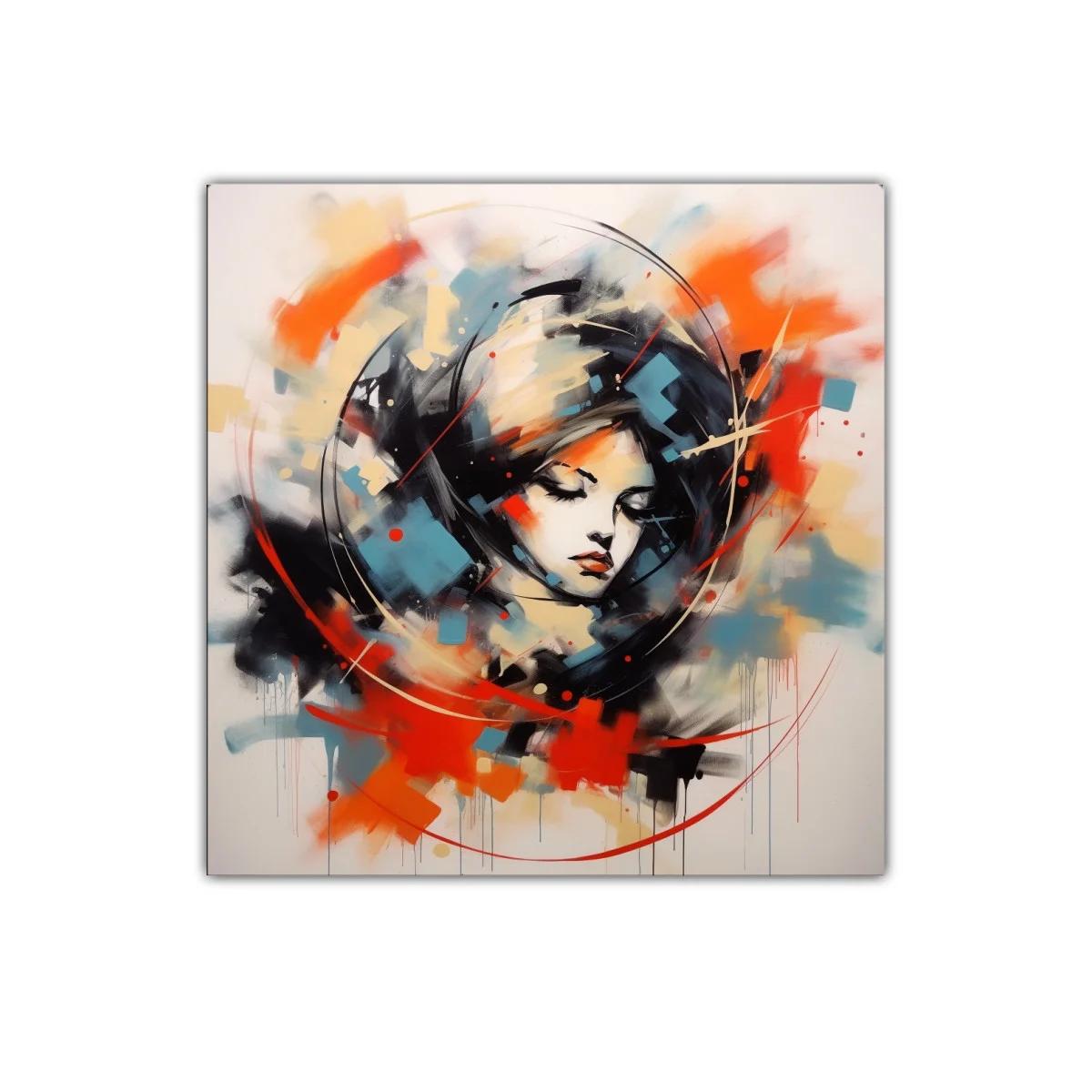 Retrato abstracto femenino con colores vibrantes y dinamismo — imagen principal
