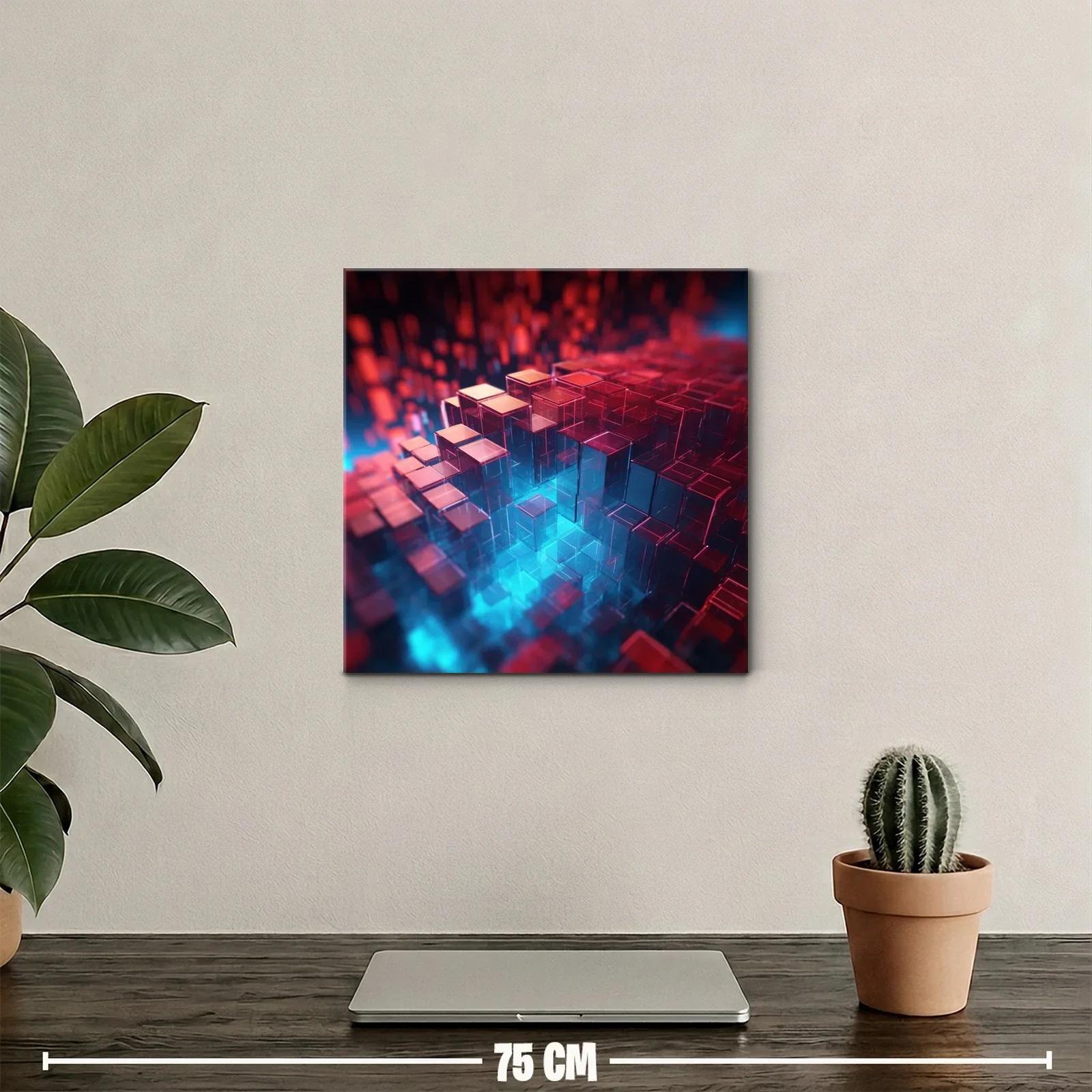 Composición abstracta de cubos translúcidos en azul y rojo — miniatura 2