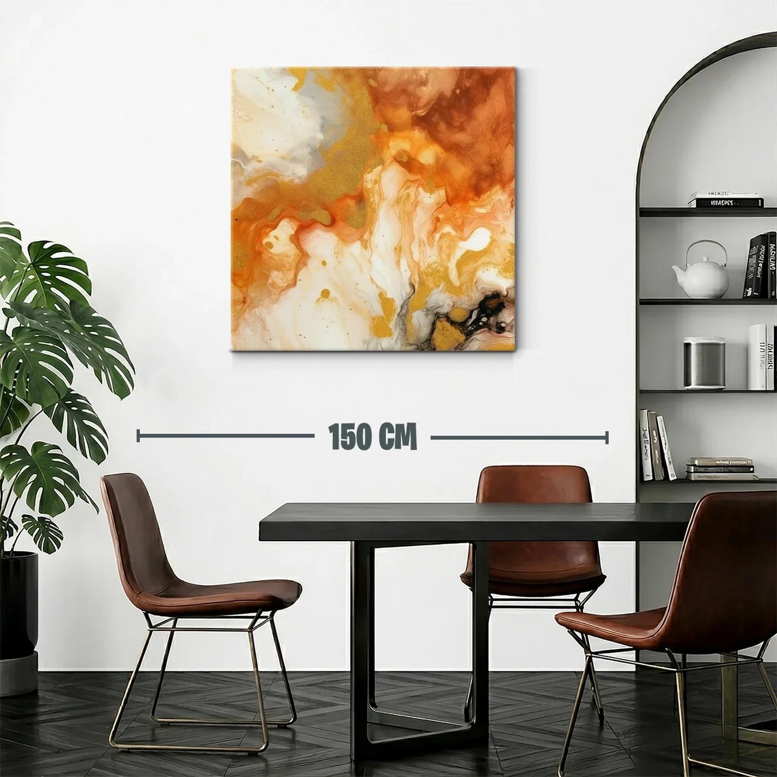 Cuadro abstracto con tonos cálidos y dorados — miniatura 2