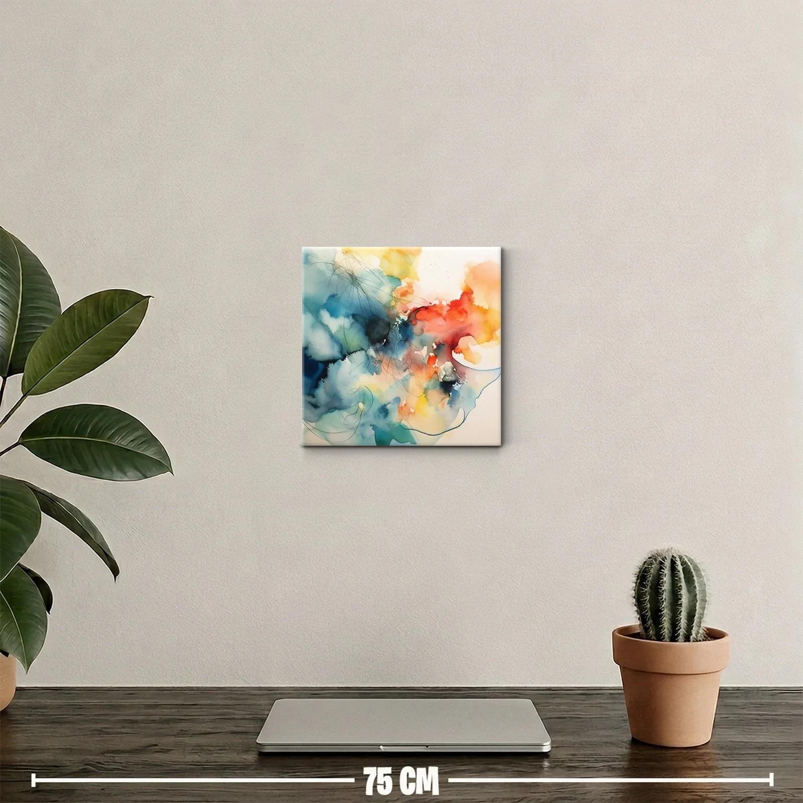 Cuadro abstracto con vibrantes tonos azules y cálidos rojos — miniatura 2