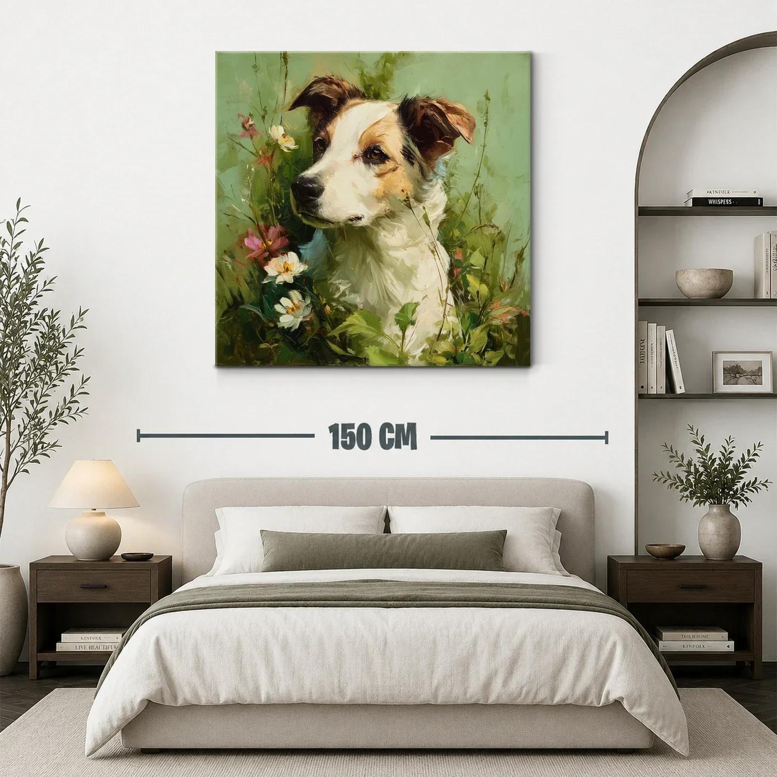 Retrato delicado de perro rodeado de flores naturales — miniatura 3