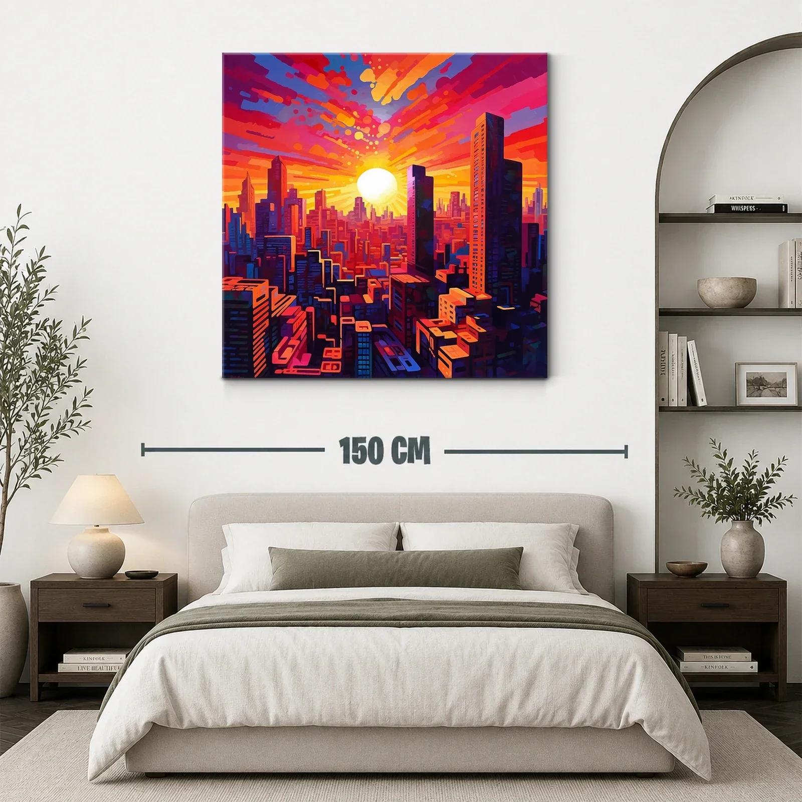 Atardecer vibrante sobre ciudad moderna llena de energía — miniatura 3