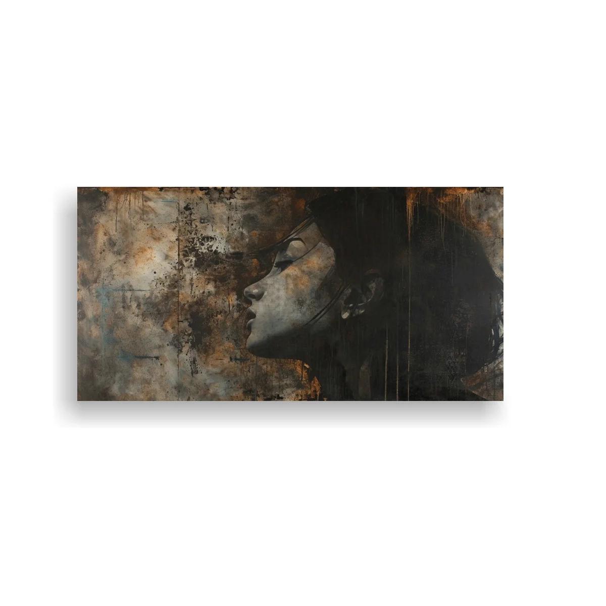 Cuadro rostro de mujer de perfil con textura grunge — imagen principal