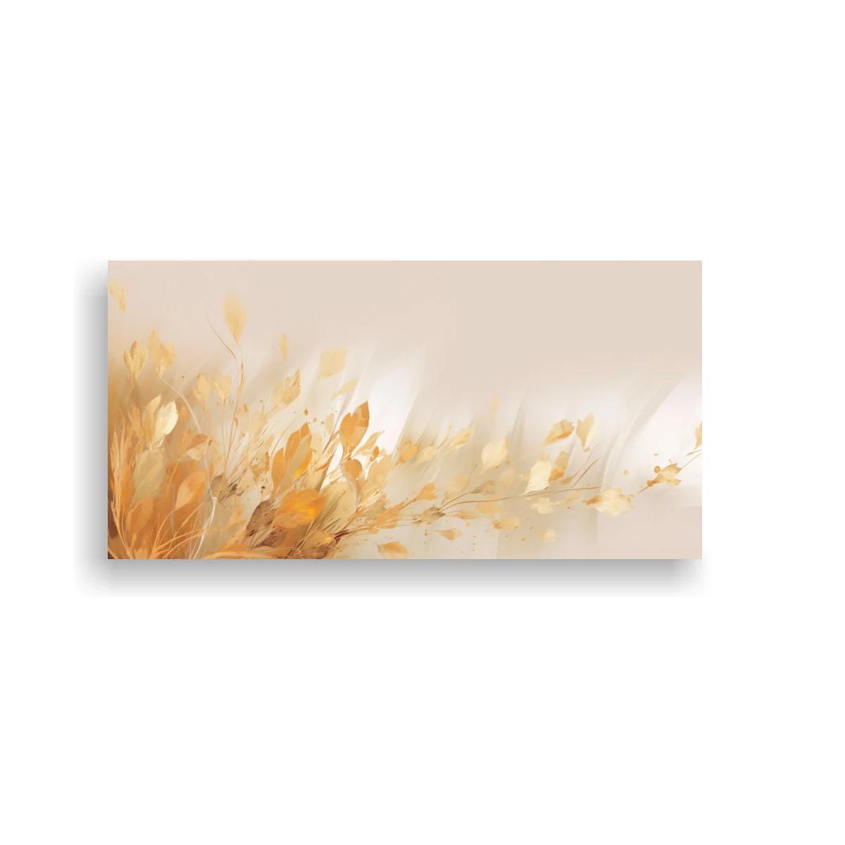 Cuadro flores beige y doradas en formato panorámico — imagen principal