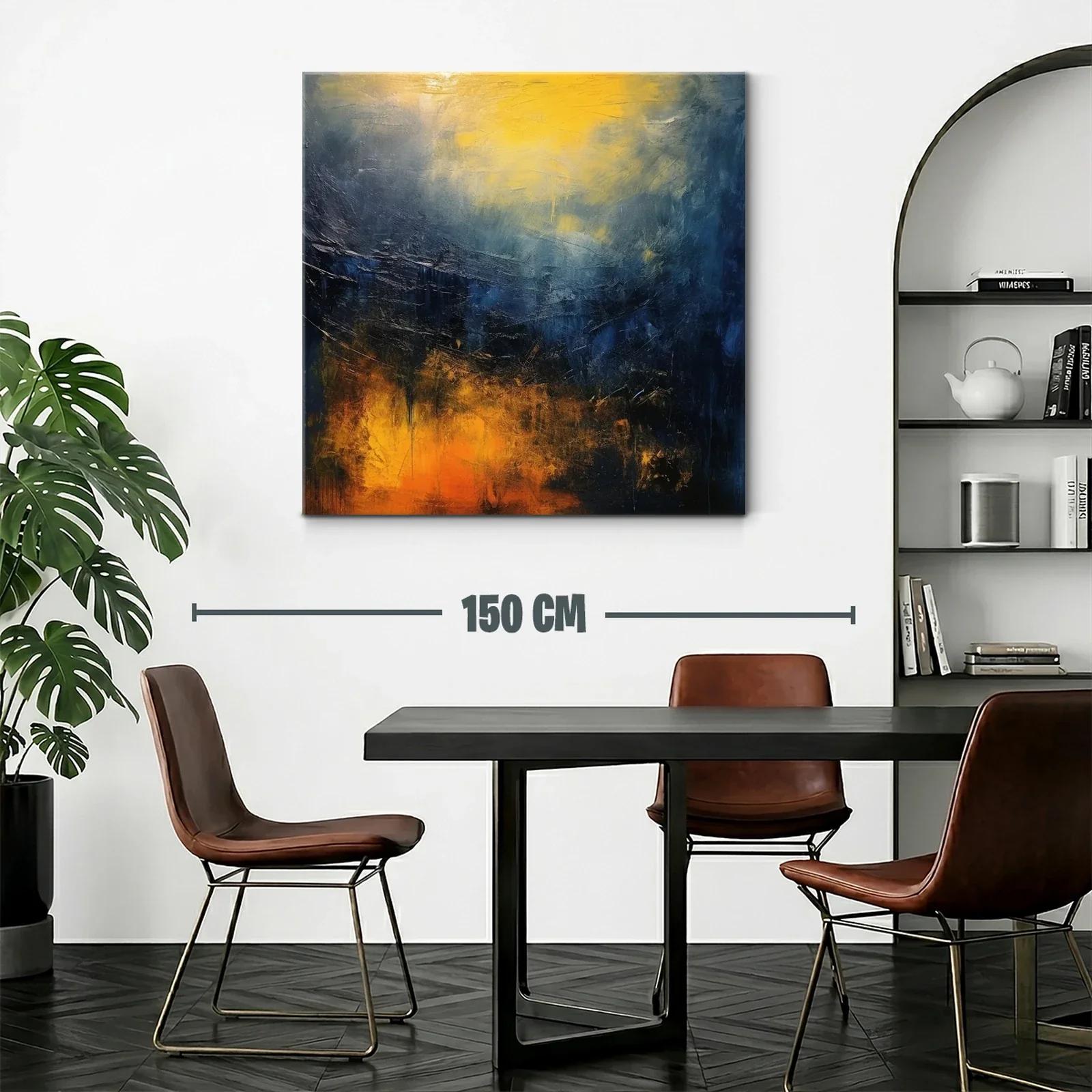 Cuadro abstracto con tonos cálidos y fríos vibrantes — miniatura 2