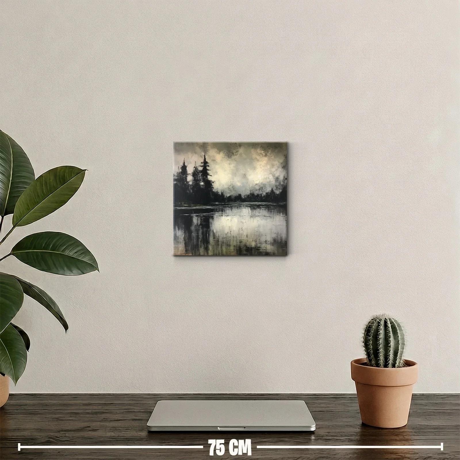 Paisaje abstracto con reflejos en tonos neutros y negros — miniatura 2