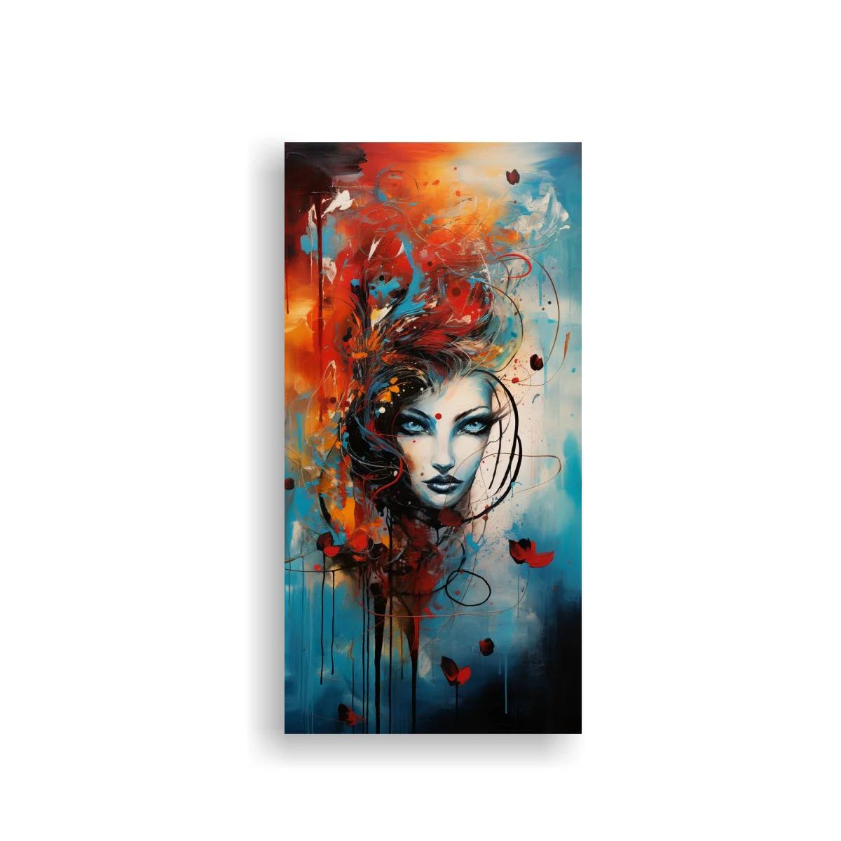 Cuadro rostro de mujer con flores y mariposas