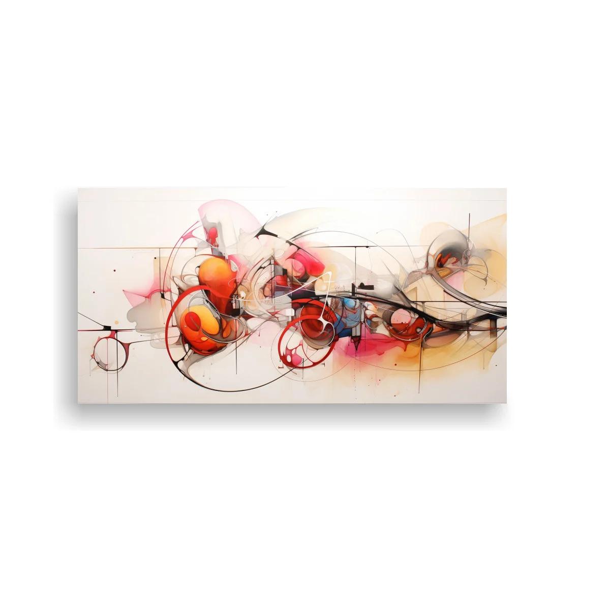 Cuadro abstracto de círculos y líneas con trazos finos — imagen principal