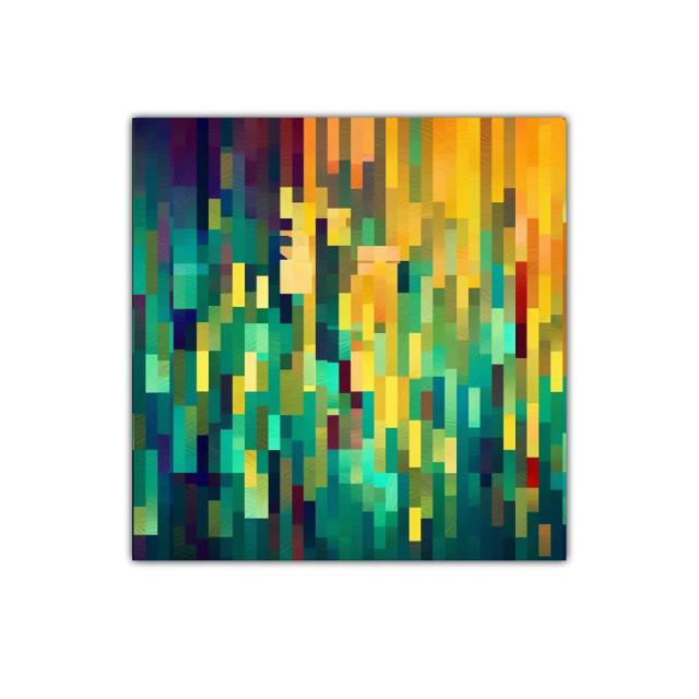 Cuadro decorativo abstracto con bloques de color vibrantes