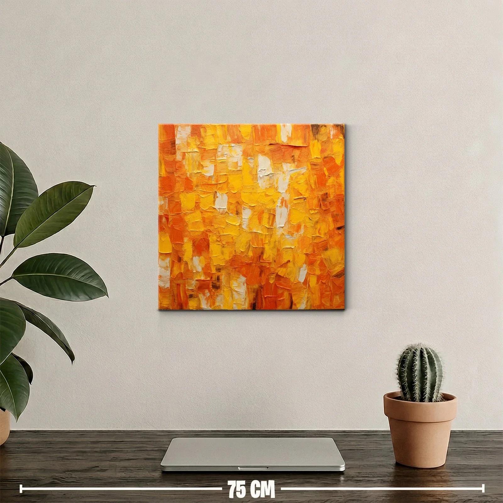 Cuadro abstracto en tonos cálidos naranjas y amarillos — miniatura 2