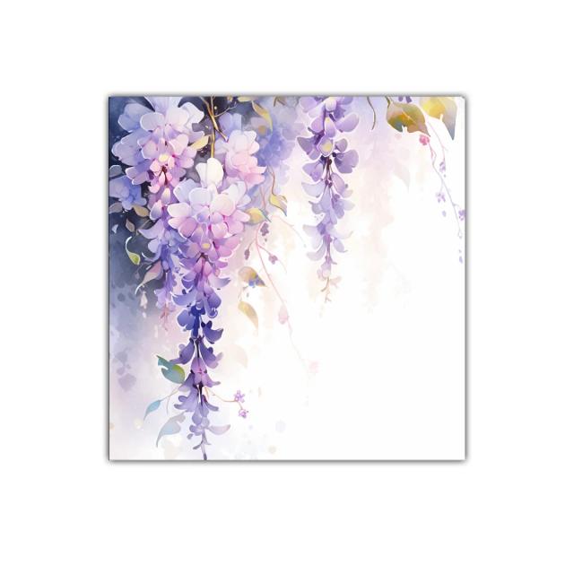 Cuadro decorativo con delicadas flores lilas y rosa pastel