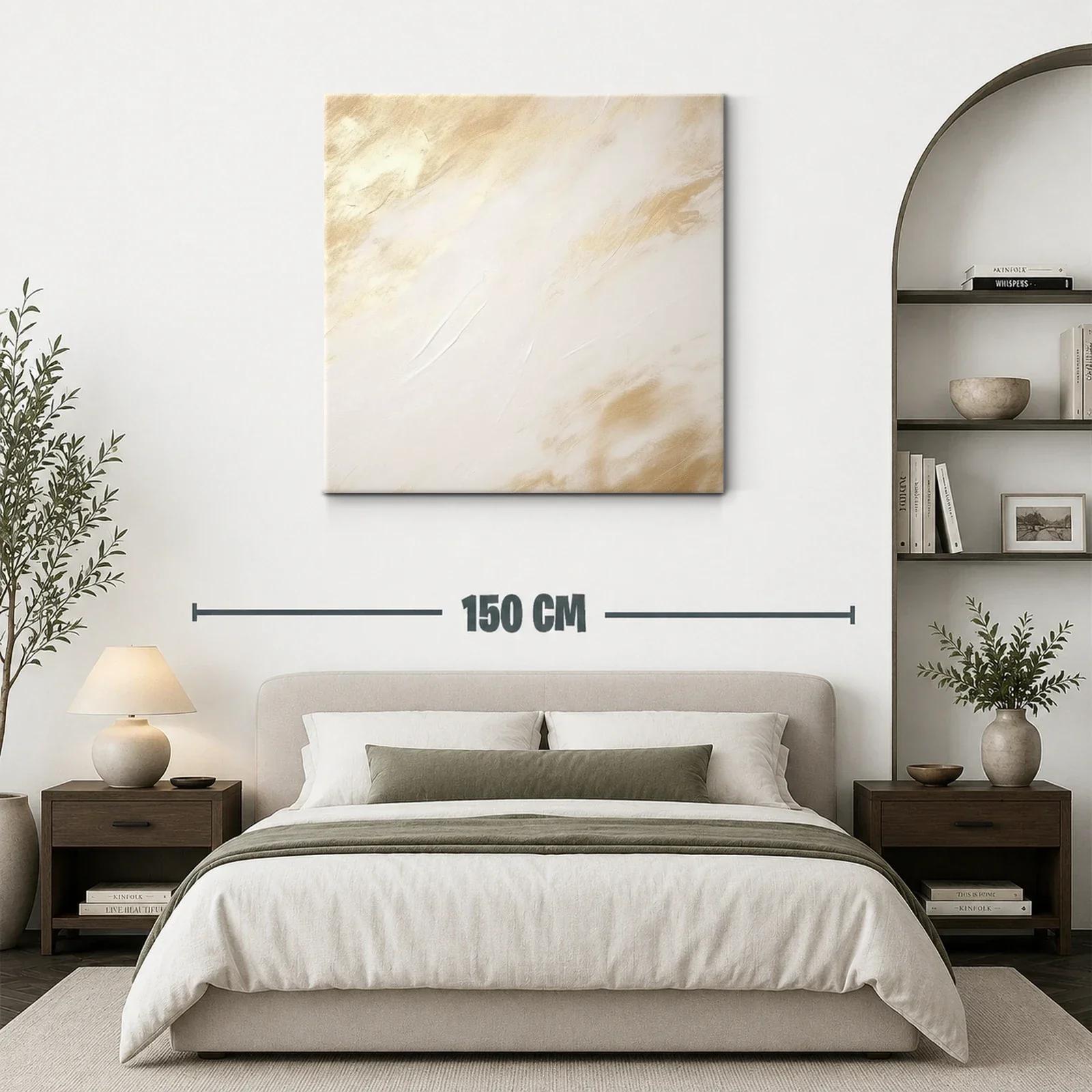 Cuadro abstracto en tonos beige y crema cálidos — miniatura 3