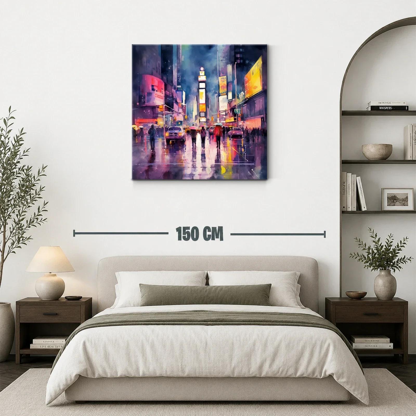 Atardecer lluvioso en ciudad moderna con luces vibrantes — miniatura 3