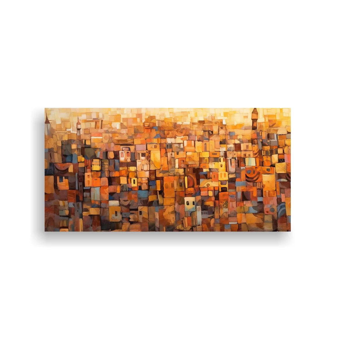 Cuadro skyline urbano abstracto con textura tipo mosaico