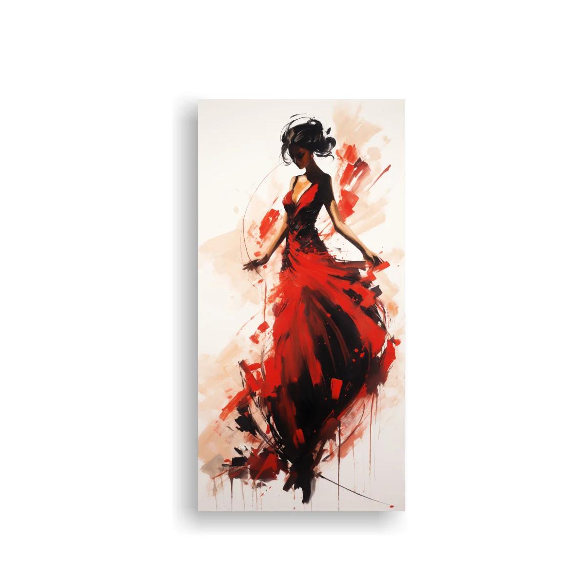 Cuadro bailarina con vestido rojo y salpicaduras de pintura — imagen principal