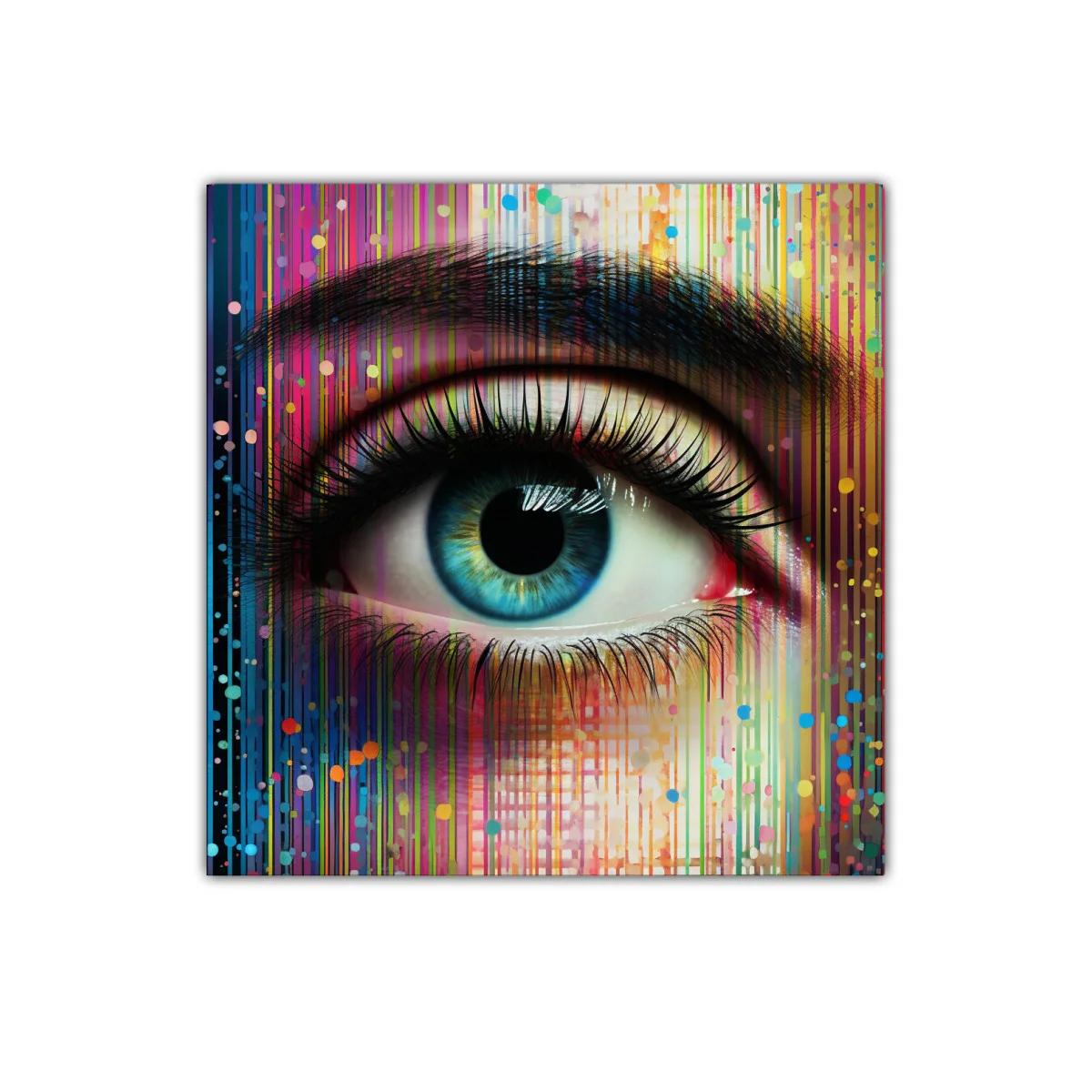 Impactante ojo azul con arte abstracto colorido — miniatura 1