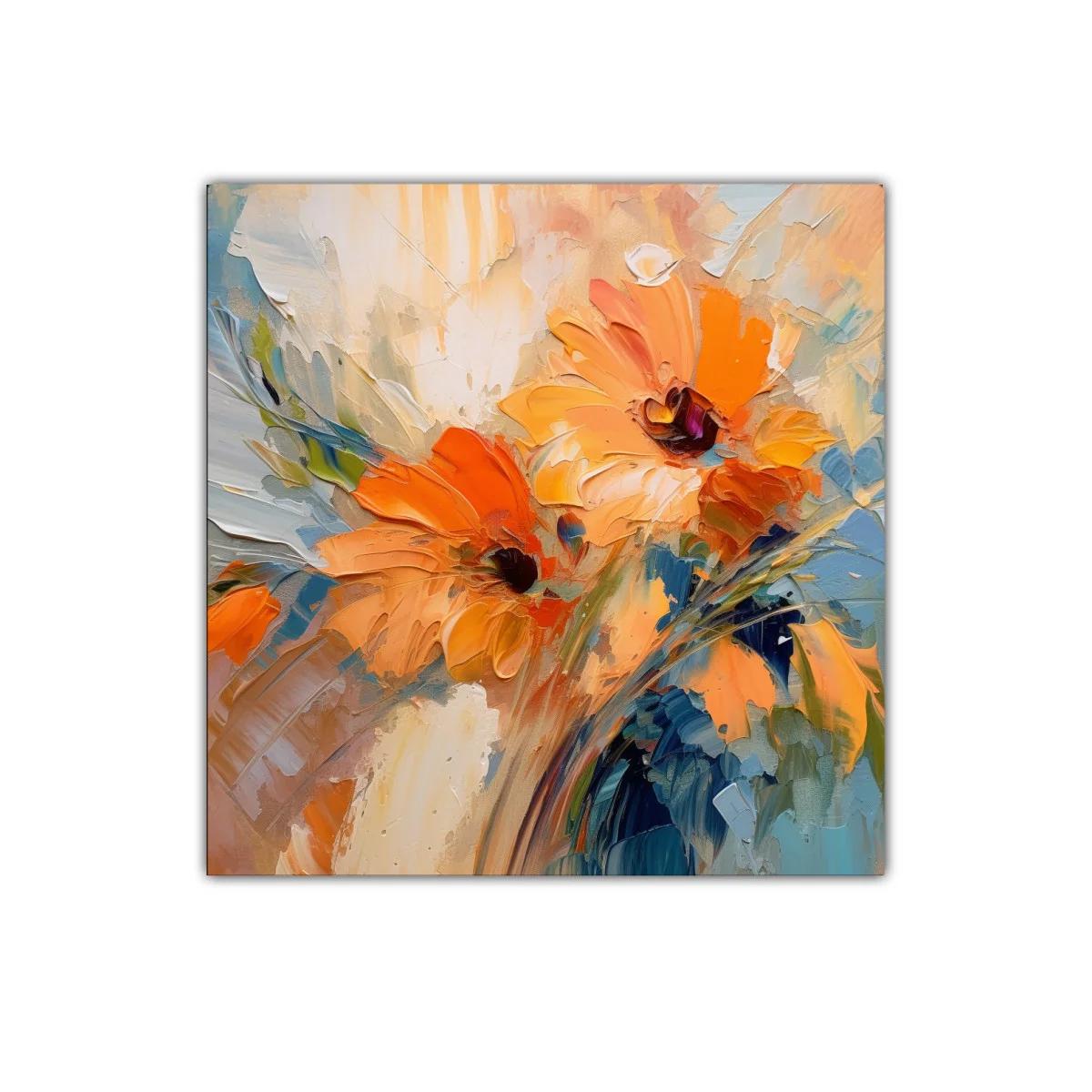 Cuadro decorativo con flores vibrantes en tonos cálidos — imagen principal