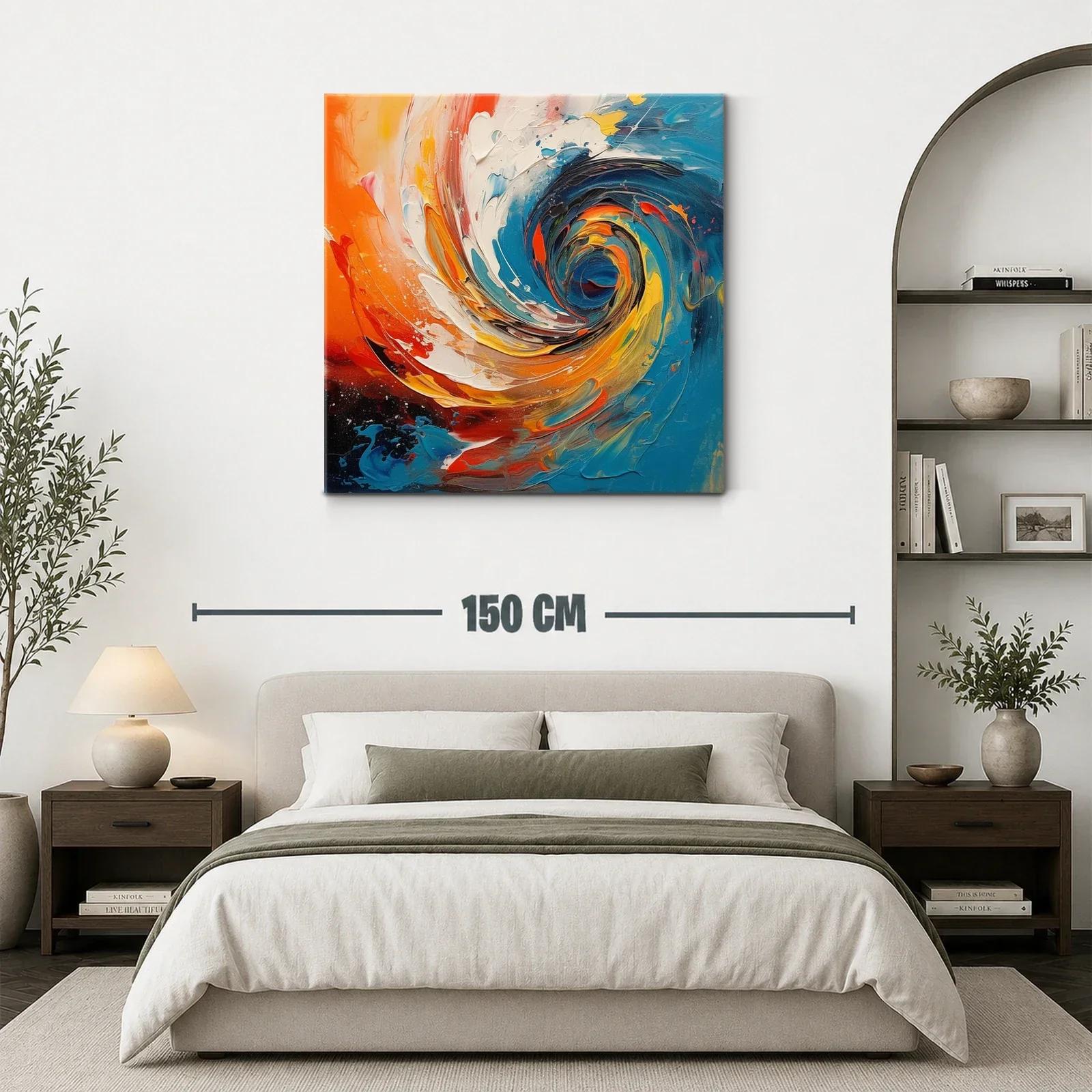 Cuadro abstracto con remolino en tonos vibrantes — miniatura 3