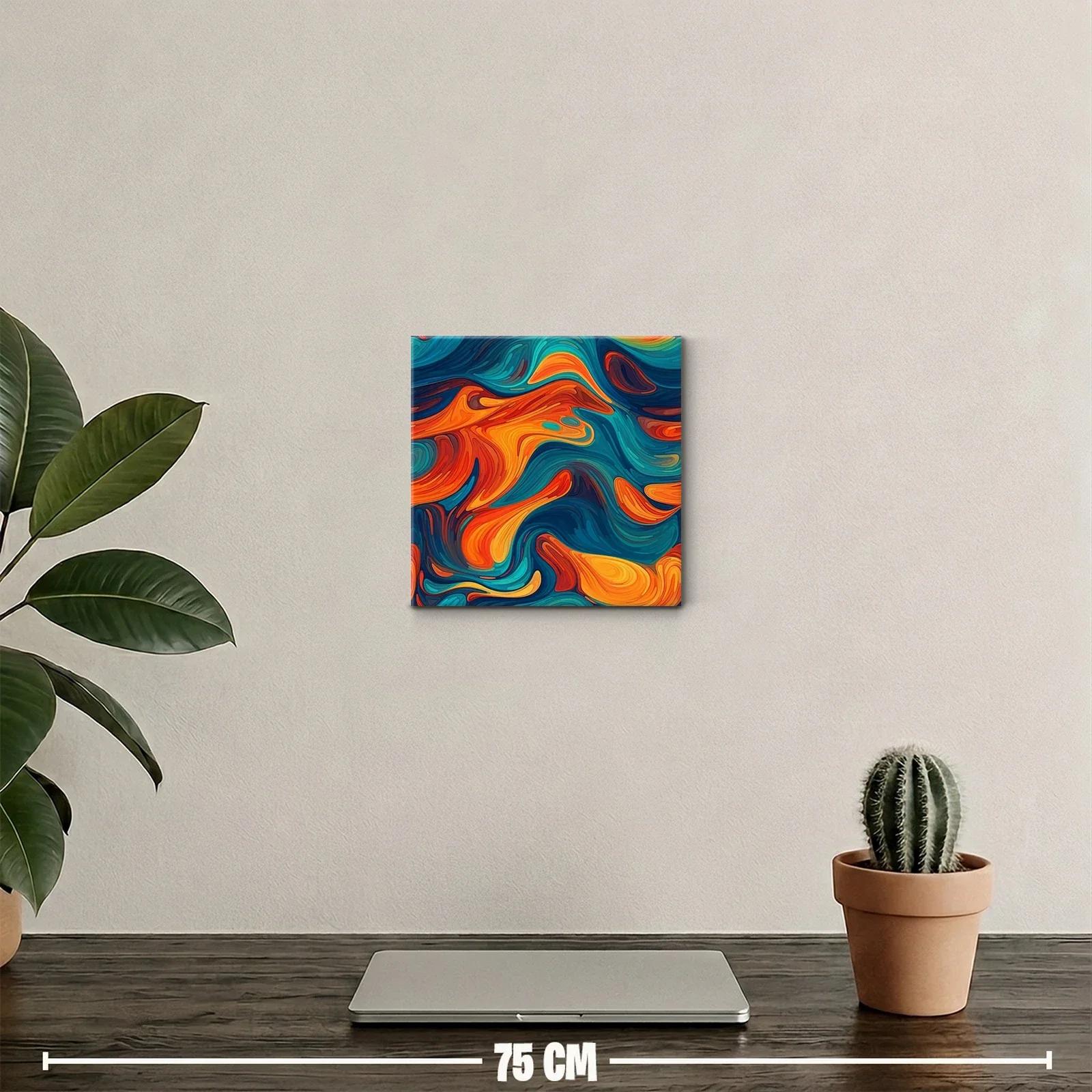 Cuadro abstracto con tonos vibrantes y formas fluidas — miniatura 2