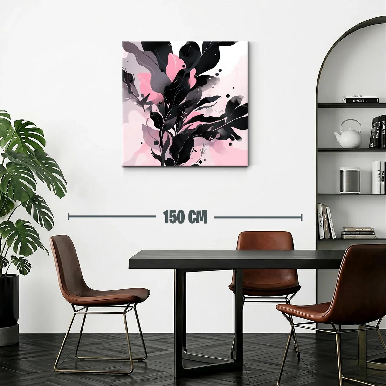 Composición abstracta de hojas en tonos rosas y negros — miniatura 2