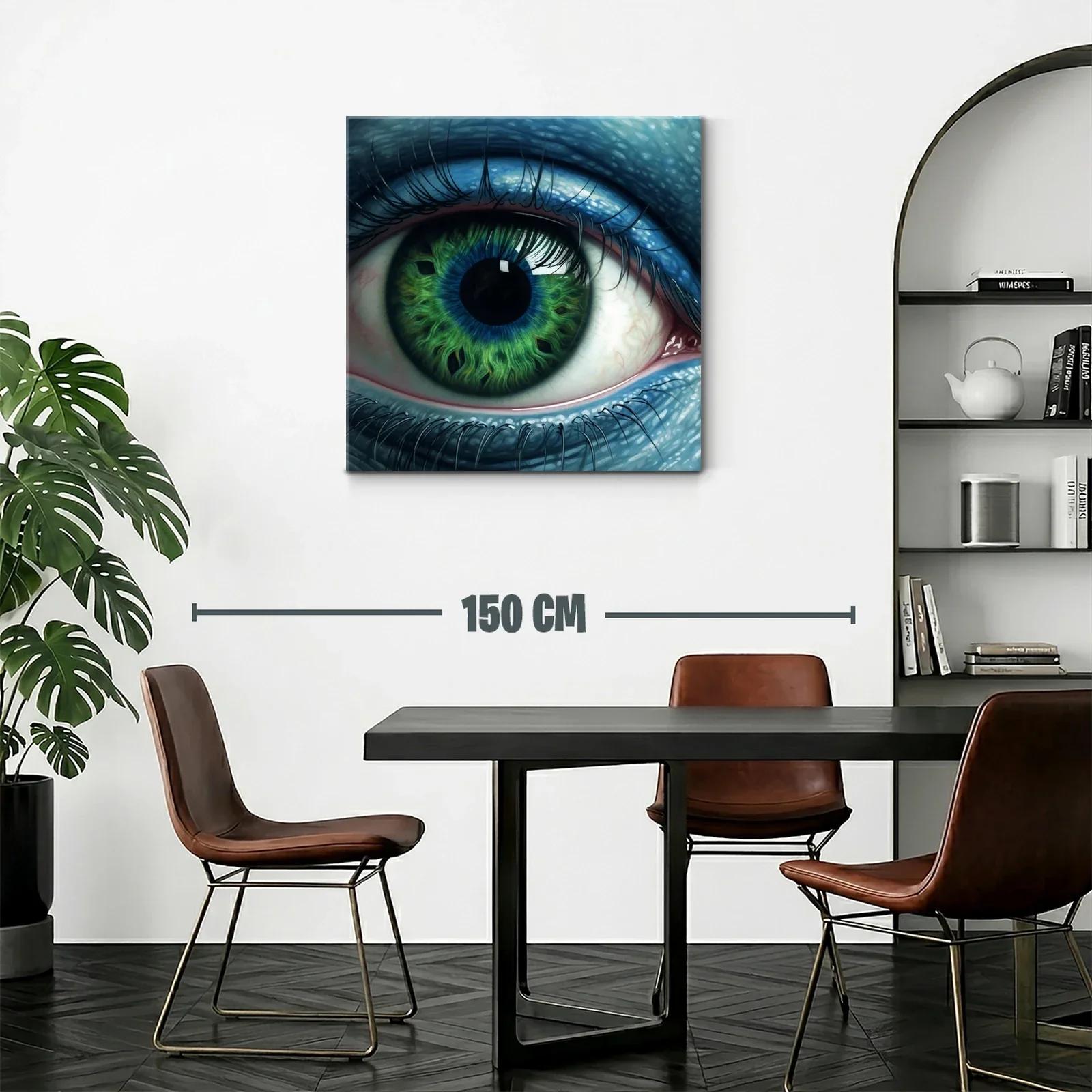Impactante cuadro con ojo verde y azul en detalle extremo — miniatura 2