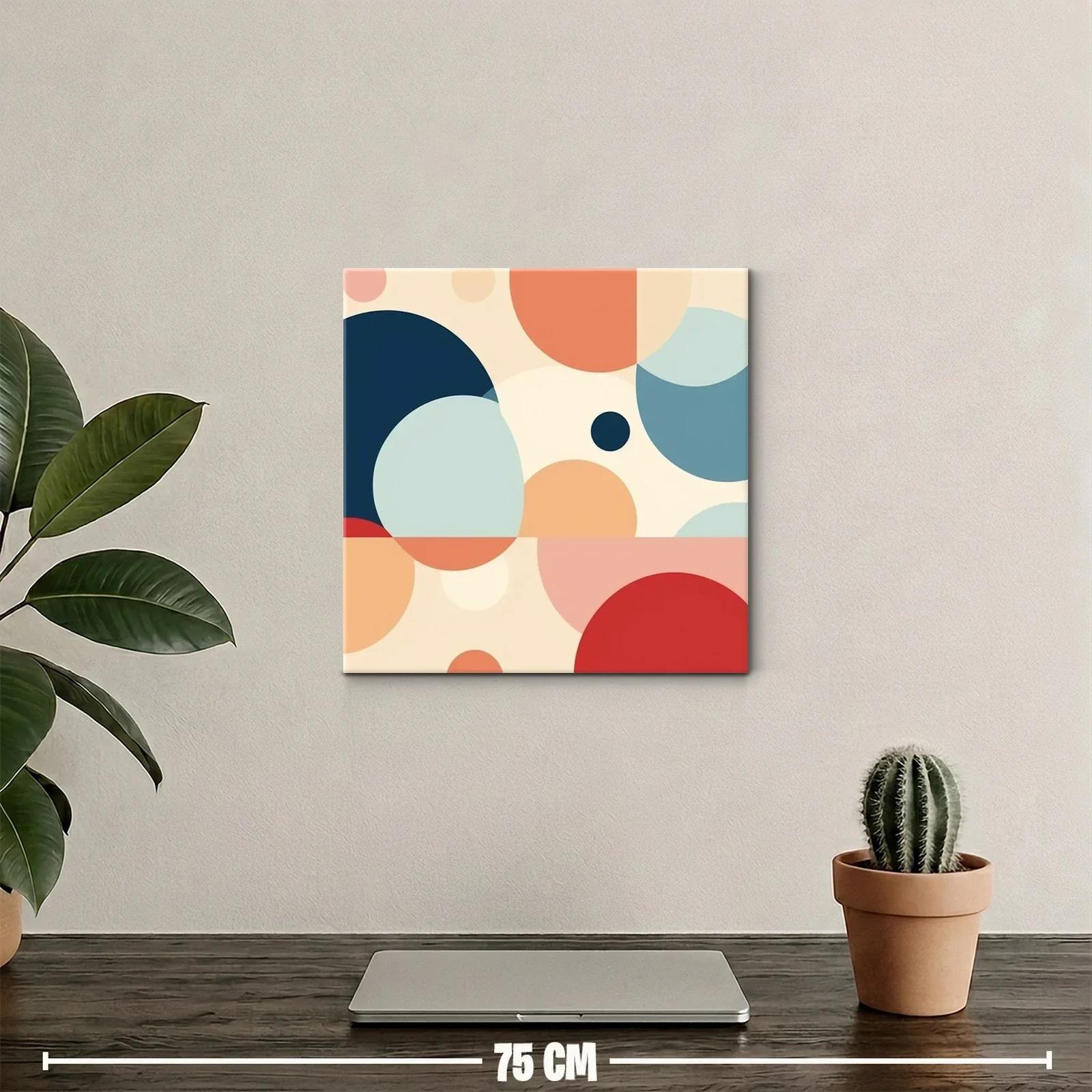 Composición abstracta con círculos en tonos cálidos y azulados — miniatura 2