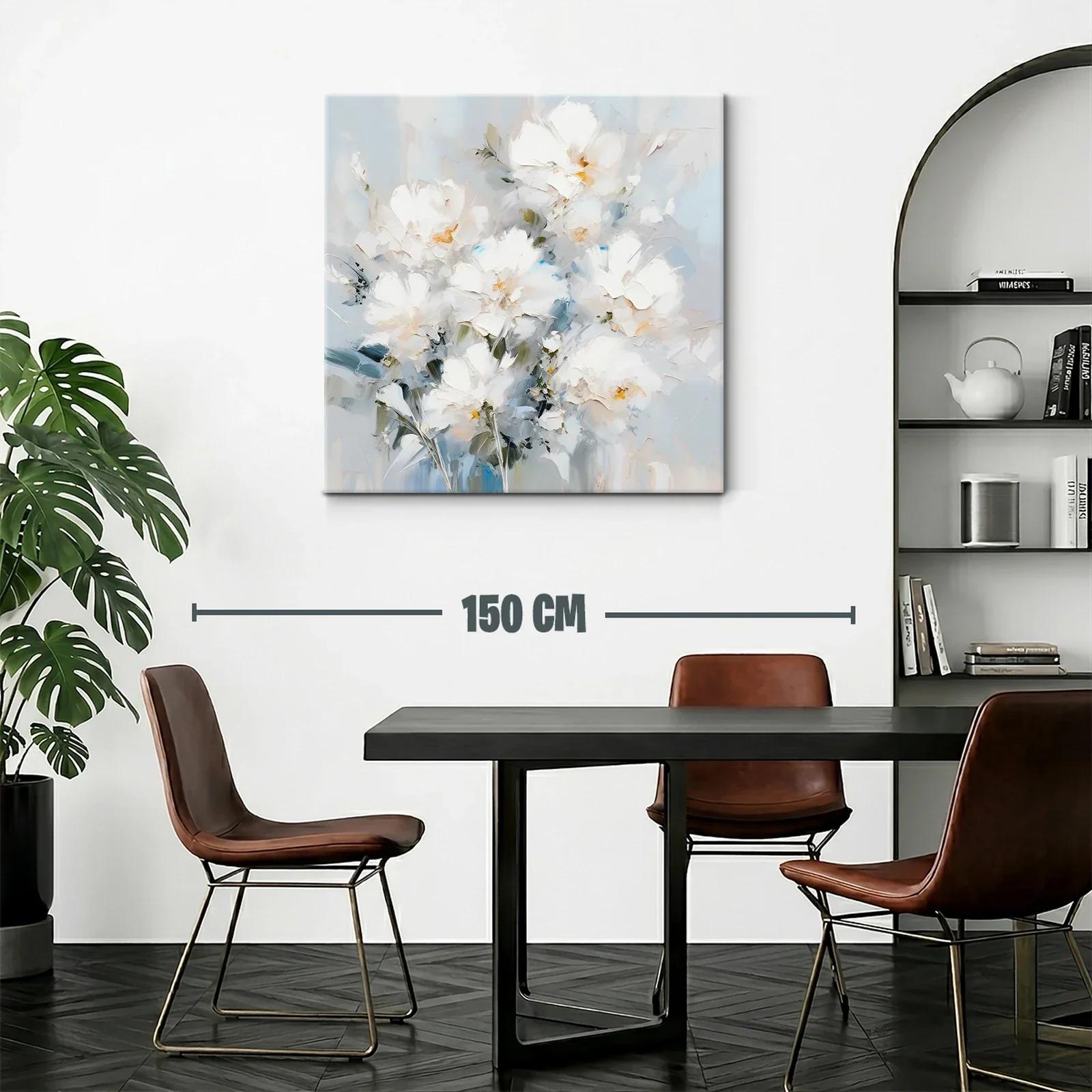 Cuadro floral blanco con toques suaves azules y verdes — miniatura 2
