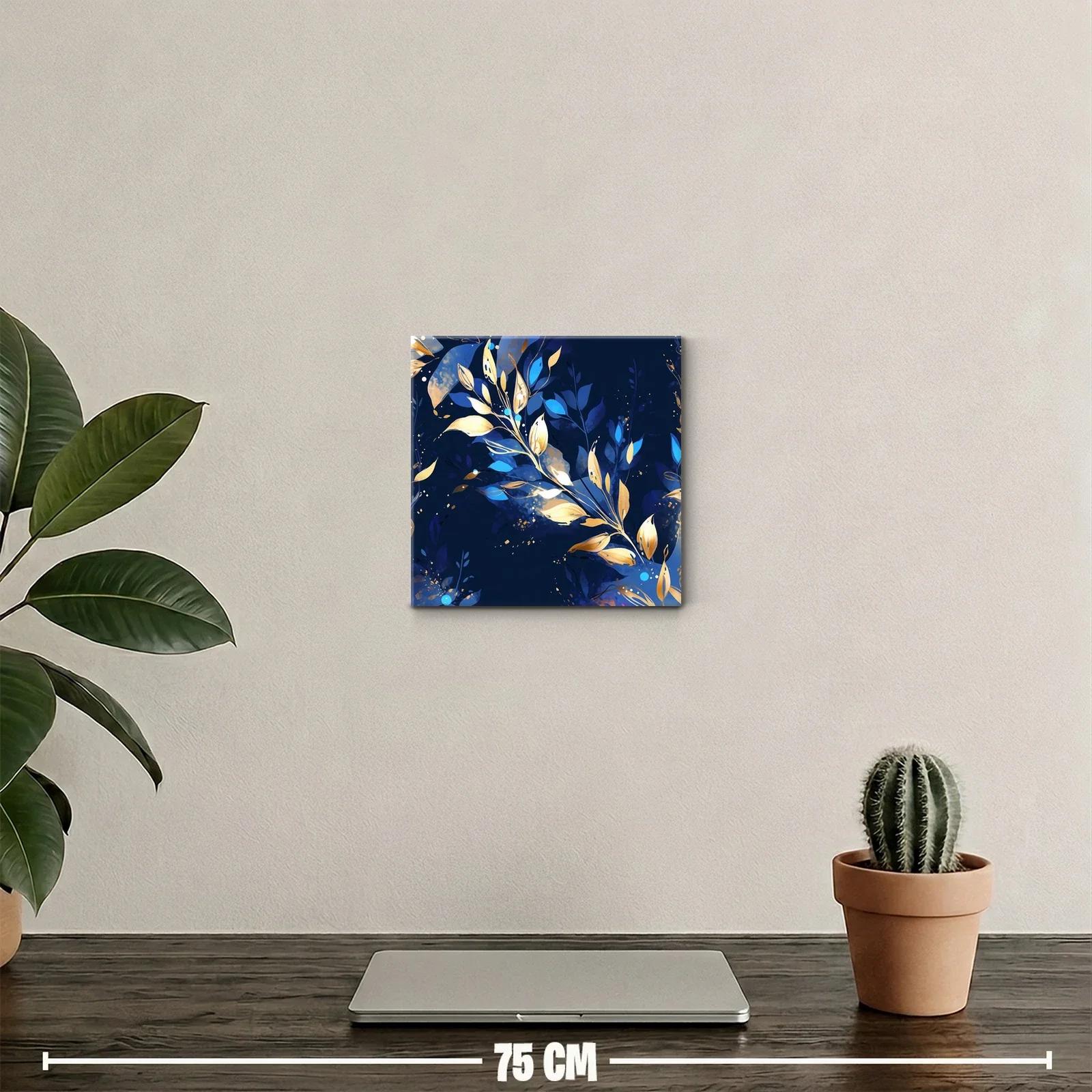 Elegancia natural en tonos dorados y azules vibrantes — miniatura 2