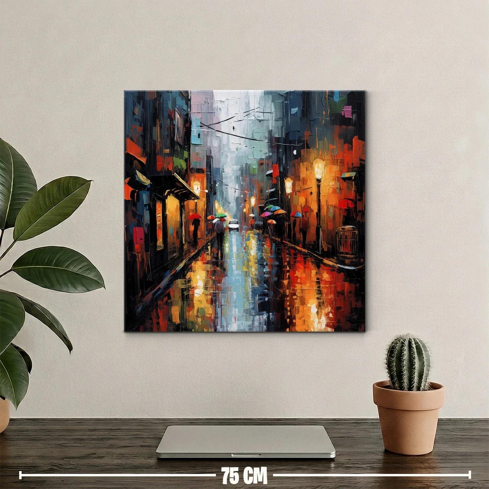 Reflejos urbanos bajo la lluvia y luces cálidas — miniatura 2