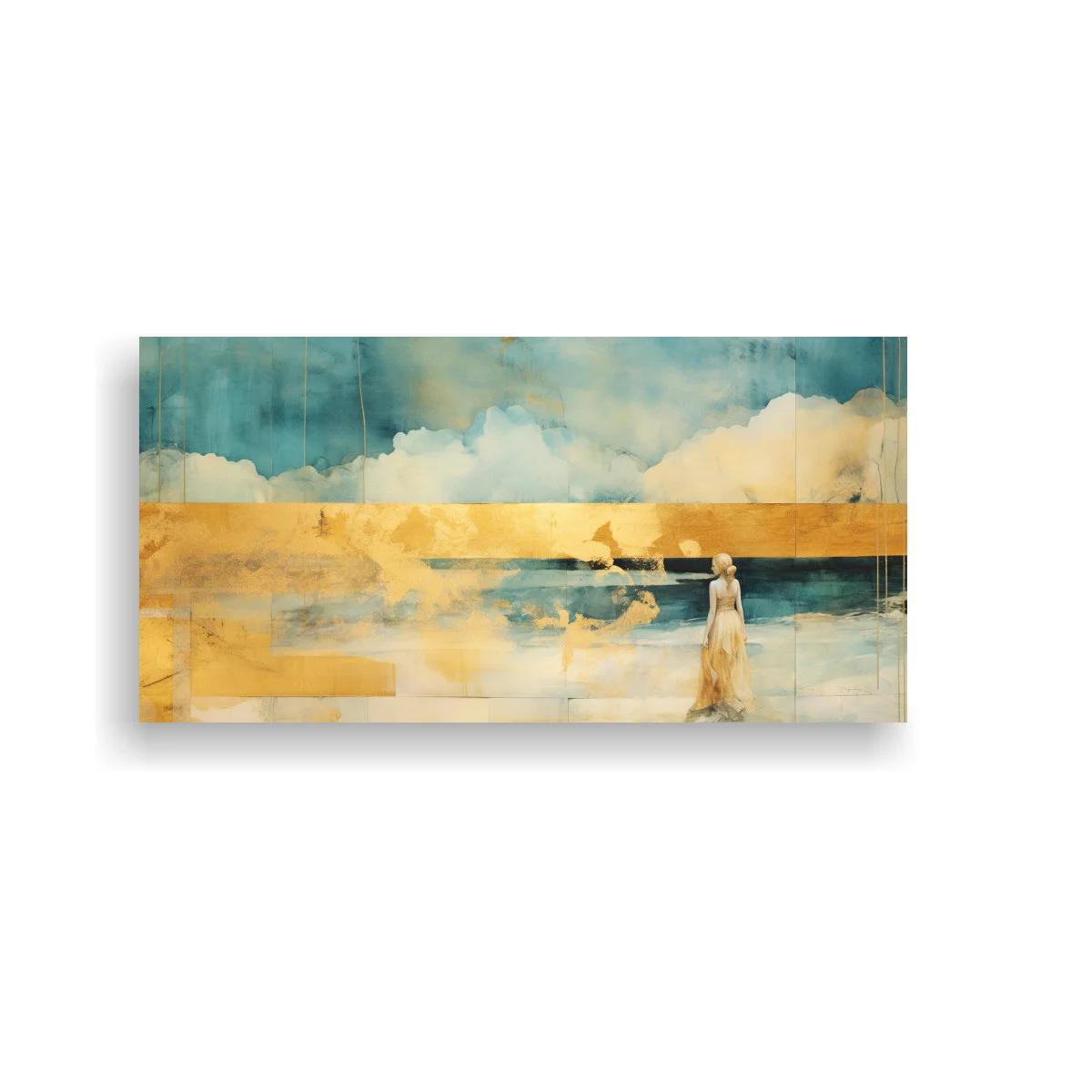 Cuadro mujer con vestido largo junto al mar — imagen principal
